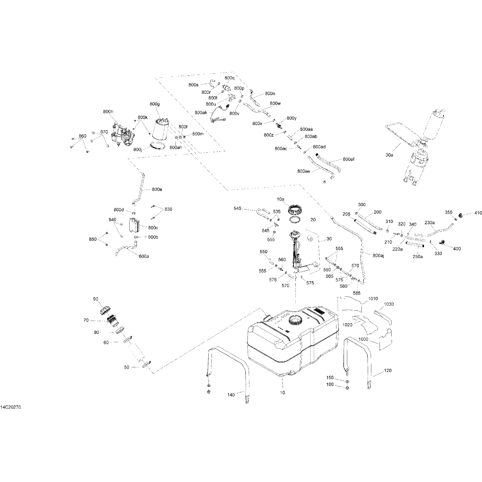 An Image of a Genuine Can-Am Parts Schematic Diagram showing the schematic - ENGINE - FUEL - EVAP