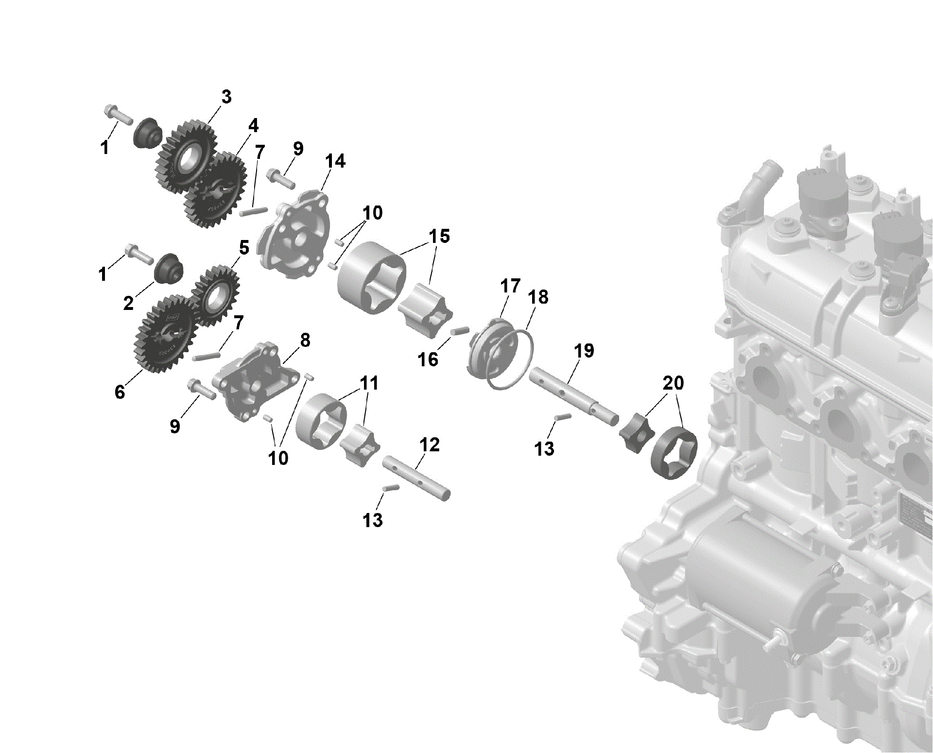 An Image of a Genuine Can-Am Parts Schematic Diagram showing the schematic - ROTAX - OIL PUMP