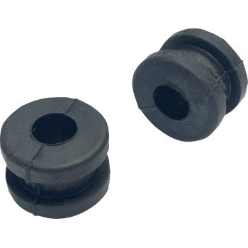 The Grommets 2 Pack by K&S Technologies features two black rubber grommets with central holes and a groove around their circumference, shown against a white background at different angles. These are OEM replacement parts.