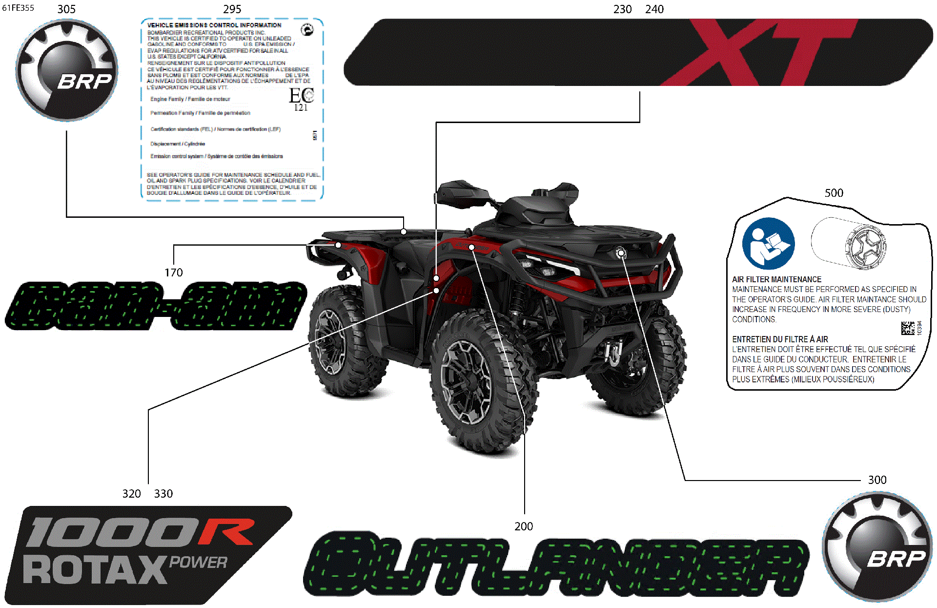 An Image of a Genuine Can-Am Parts Schematic Diagram showing the schematic - BODY - FEATURE DECALS