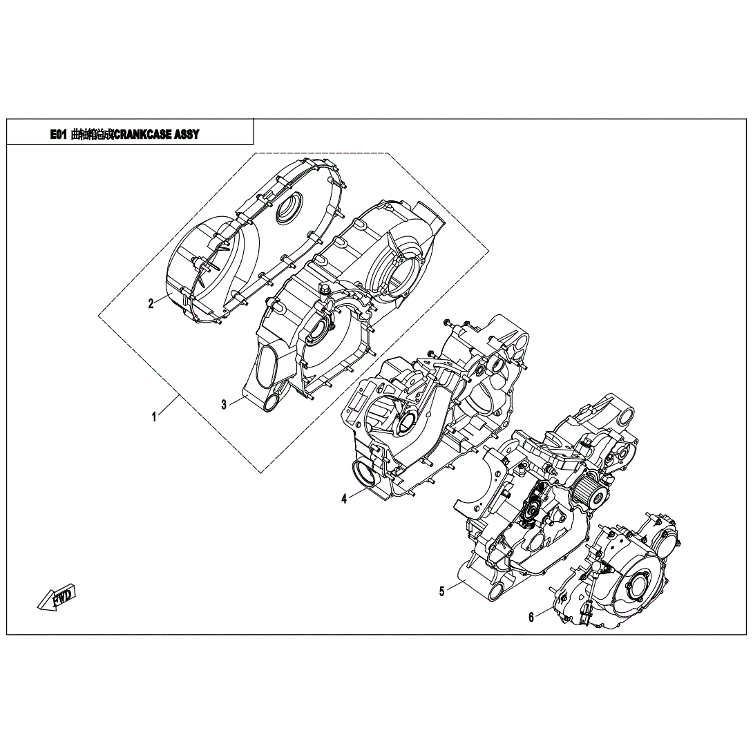 An Image of a Genuine CFMOTO Parts Schematic Diagram showing the schematic - CRANKCASE ASSY. - 2021 CFMOTO UFORCE 800