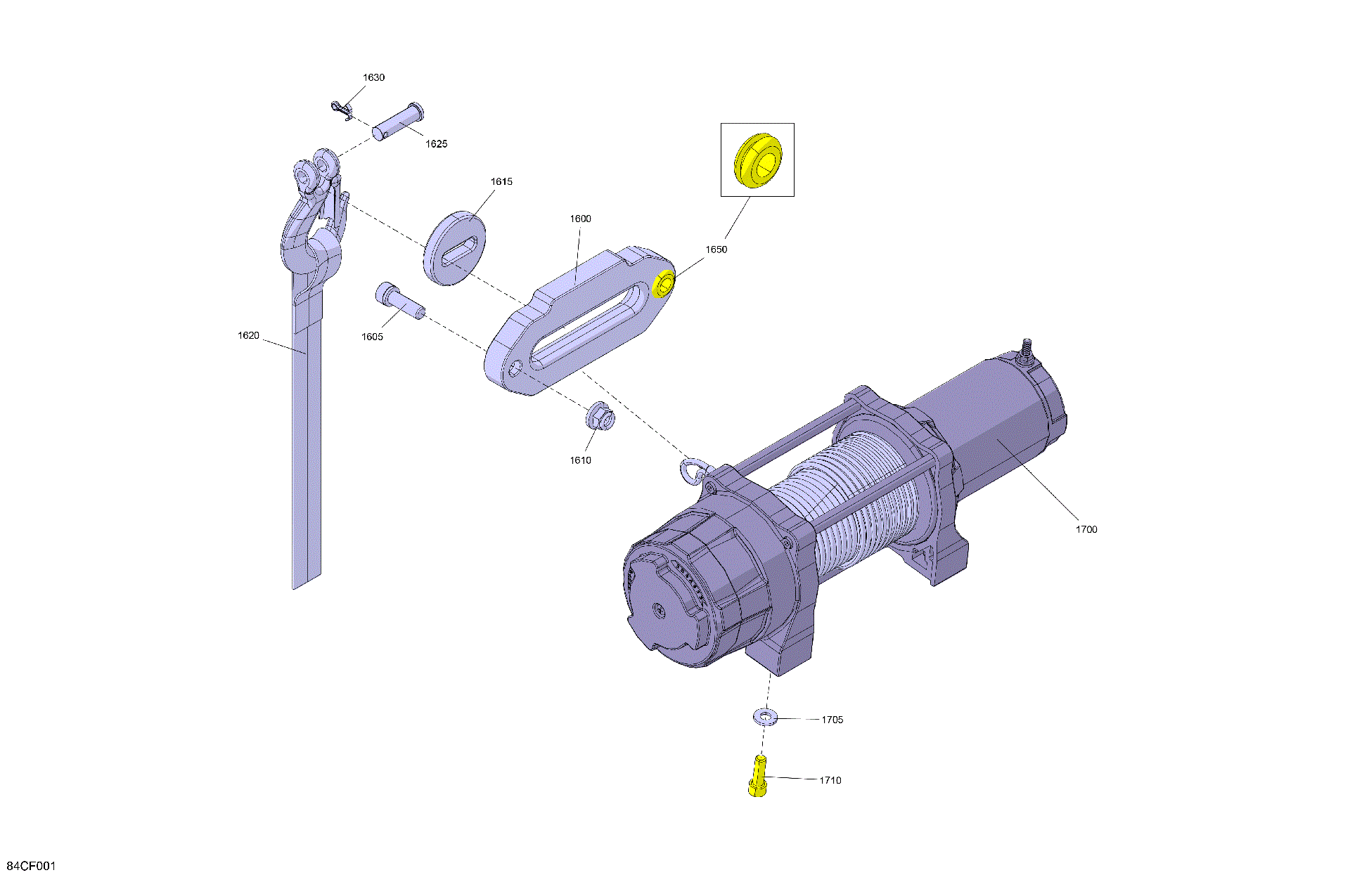 An Image of a Genuine Can-Am Parts Schematic Diagram showing the schematic - ELECTRIC - WINCH