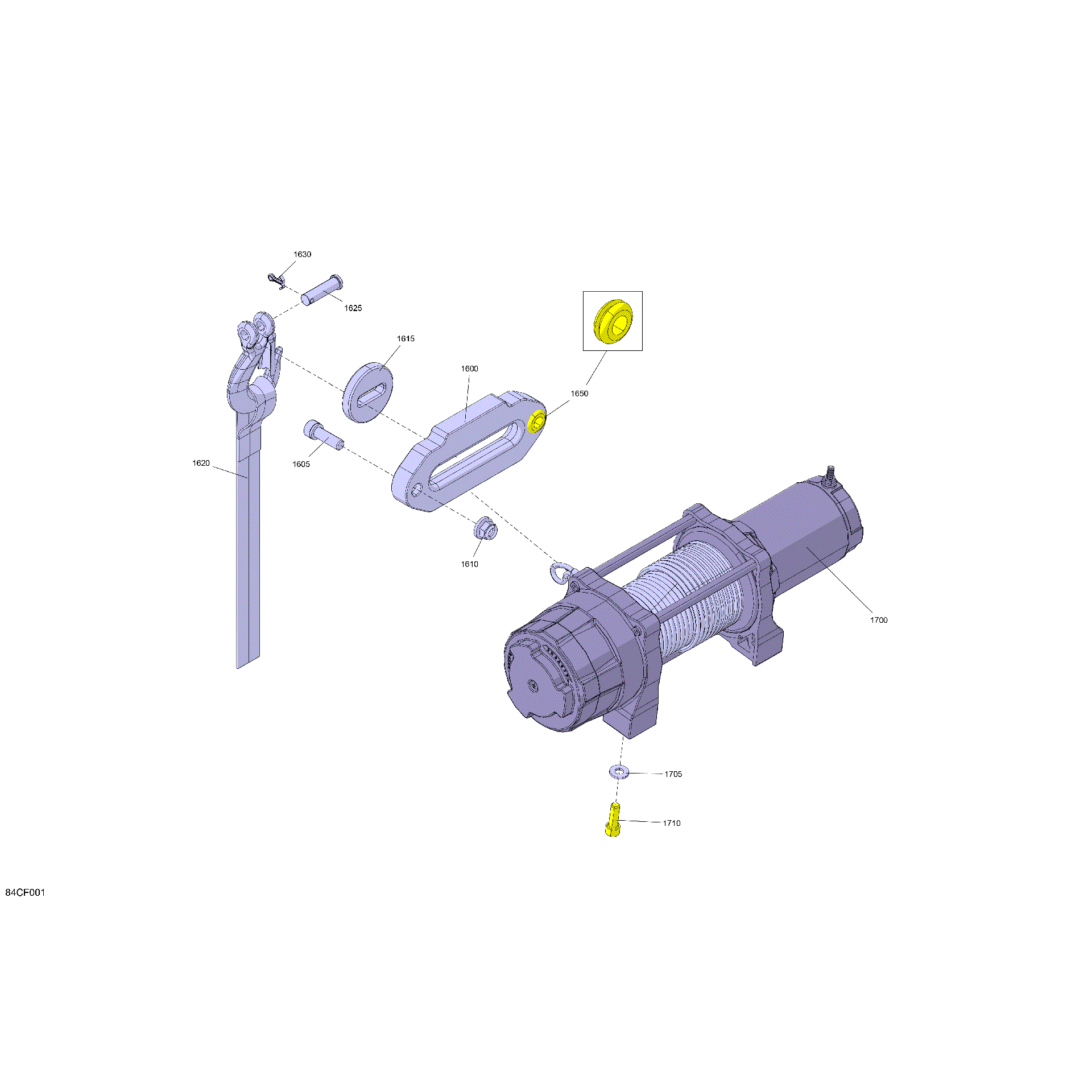 An Image of a Genuine Can-Am Parts Schematic Diagram showing the schematic - ELECTRIC - WINCH