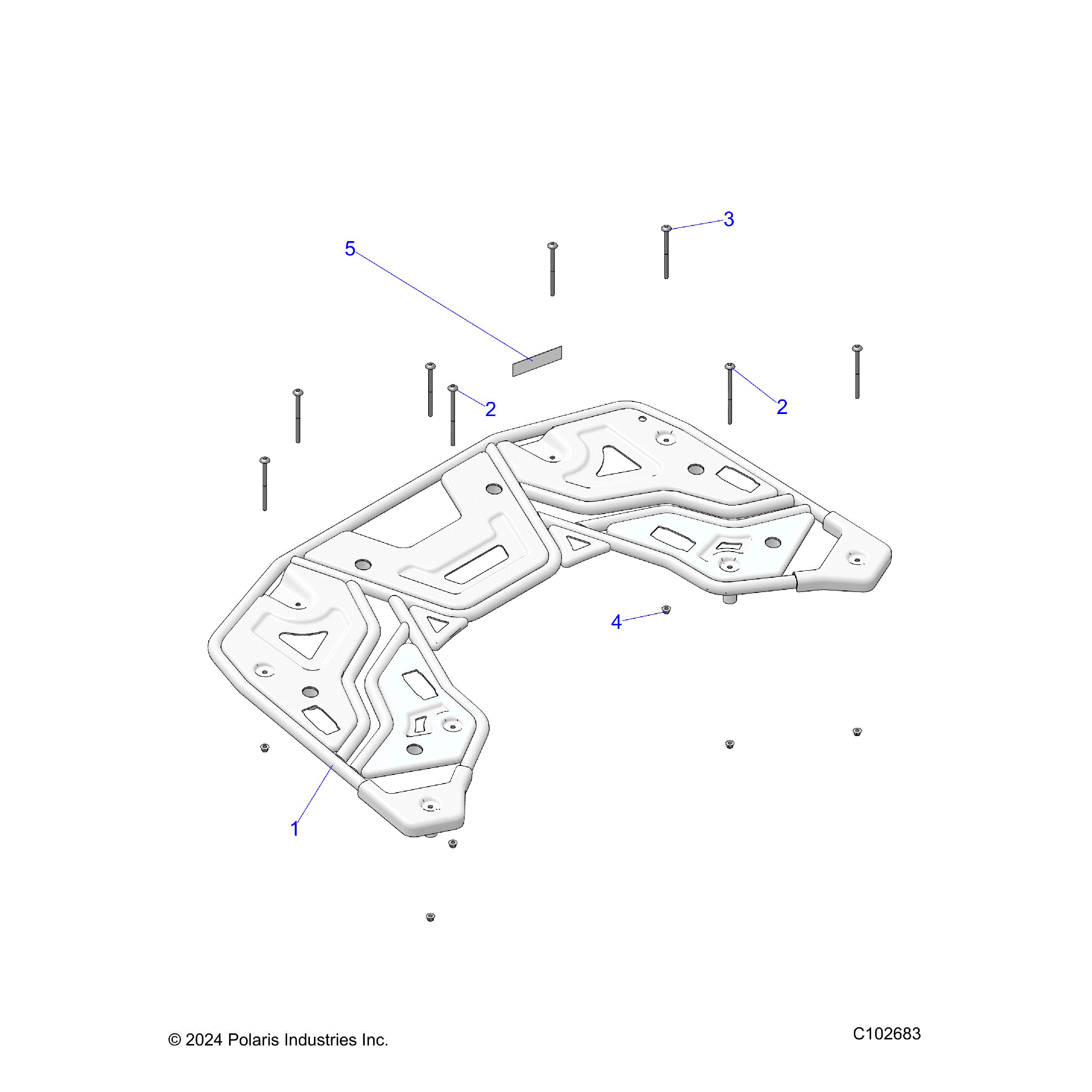 An Image of a Genuine Polaris Parts Schematic Diagram showing the schematic - BODY: REAR RACK - 2025 POLARIS SPORTSMAN 570 UTILITY