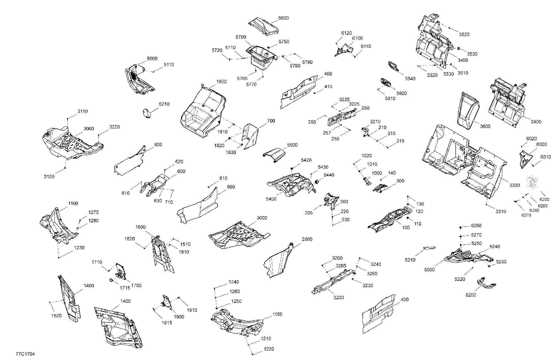 An Image of a Genuine Can-Am Parts Schematic Diagram showing the schematic - CAB INTERIOR