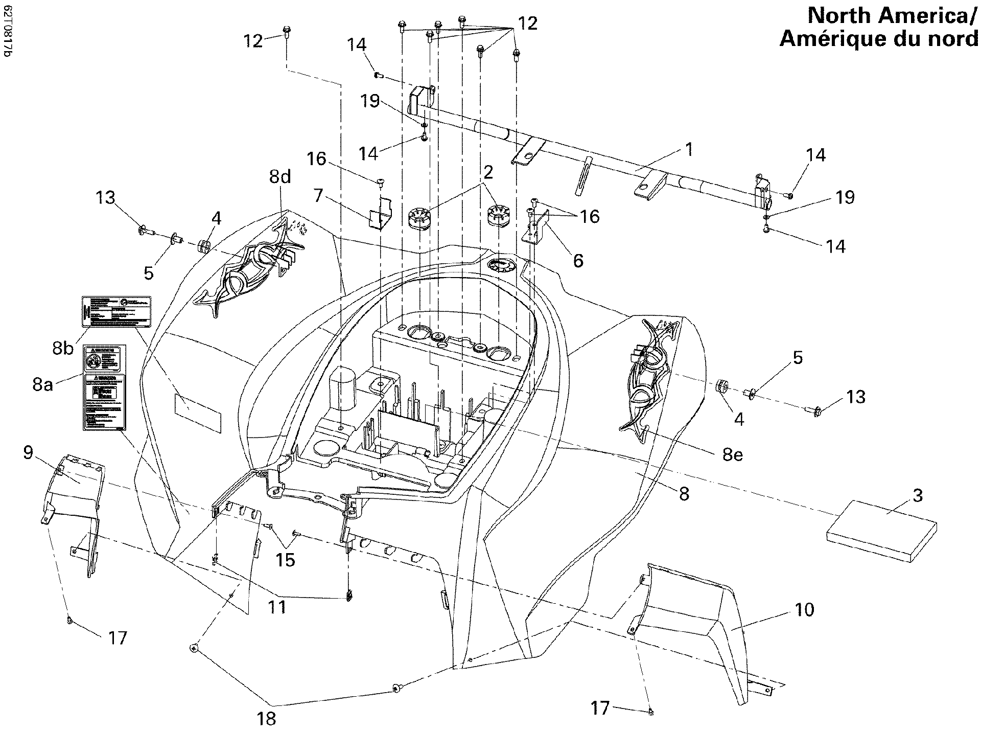 An Image of a Genuine Can-Am Parts Schematic Diagram showing the schematic - REAR FENDER 