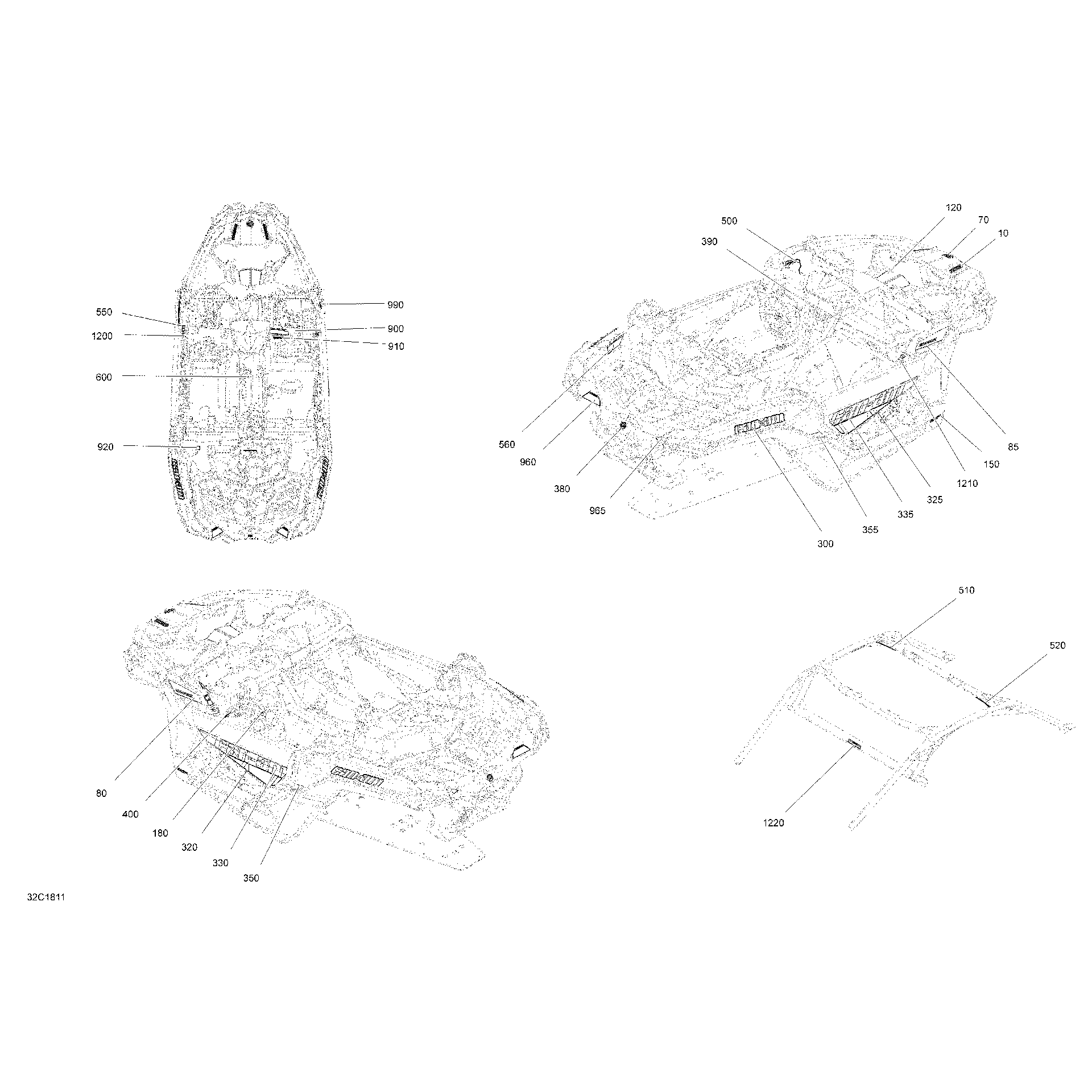 An Image of a Genuine Can-Am Parts Schematic Diagram showing the schematic - DECALS - PACKAGE STD
