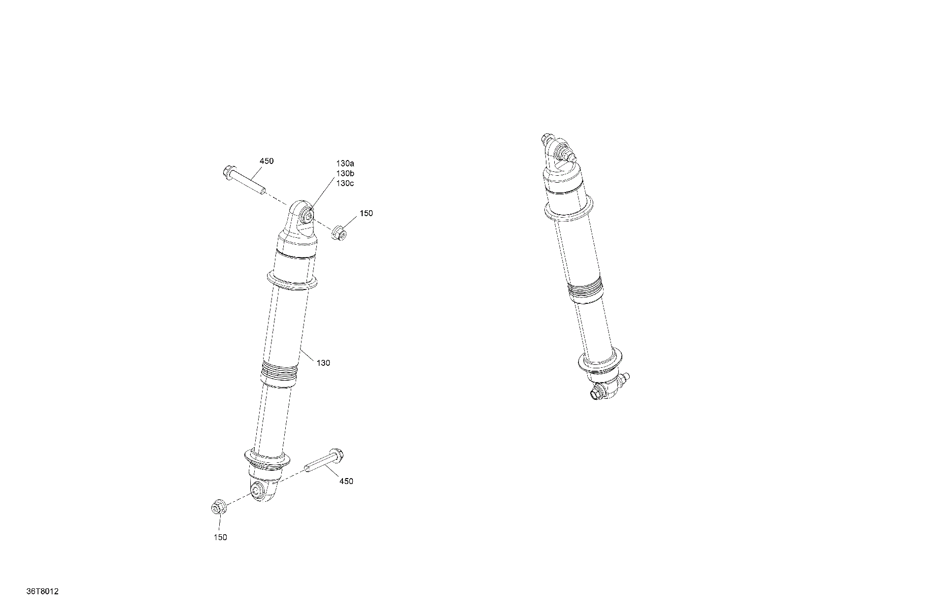 An Image of a Genuine Can-Am Parts Schematic Diagram showing the schematic - SUSPENSION - REAR SHOCKS