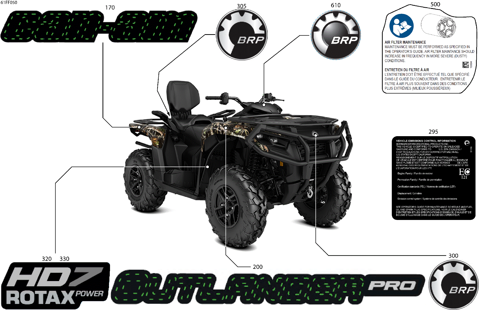 An Image of a Genuine Can-Am Parts Schematic Diagram showing the schematic - BODY - FEATURE DECALS