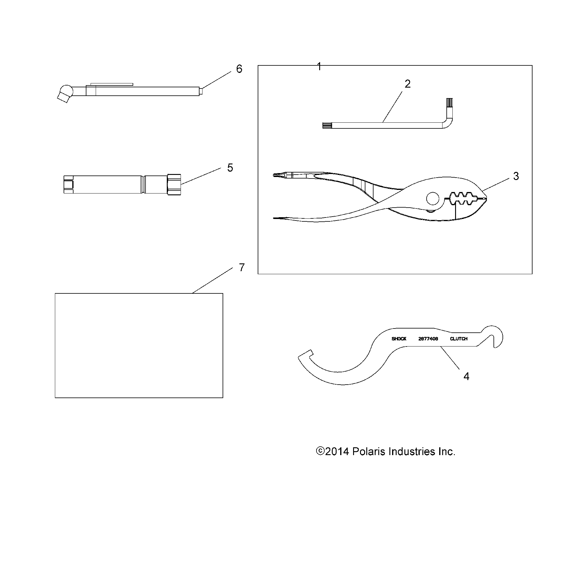 An Image of a Genuine Polaris Parts Schematic Diagram showing the schematic - REFERENCE: TOOL KIT and OWNERS MANUAL - 2015 POLARIS SPORTSMAN TOURING 570 SP