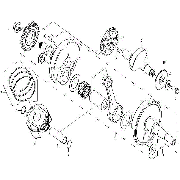 An Image of a genuine CFMOTO Parts Schematic Diagram showing the group - CRANKSHAFT - 2015 CFMOTO CFORCE 500 SWB