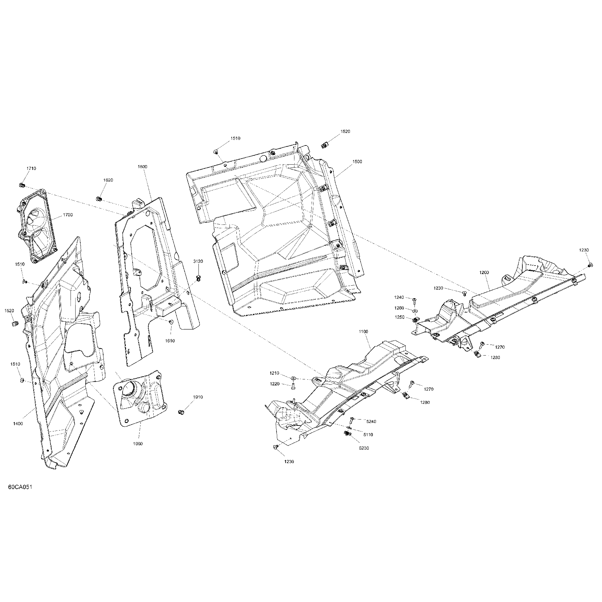 An Image of a Genuine Can-Am Parts Schematic Diagram showing the schematic - BODY - CAB INTERIOR - FIREWALL