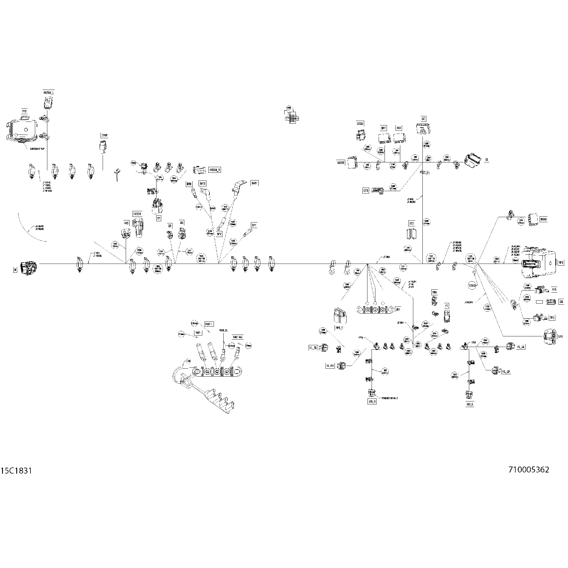 An Image of a Genuine Can-Am Parts Schematic Diagram showing the schematic - MAIN HARNESS - 710005362 - MAVERICK TRAIL