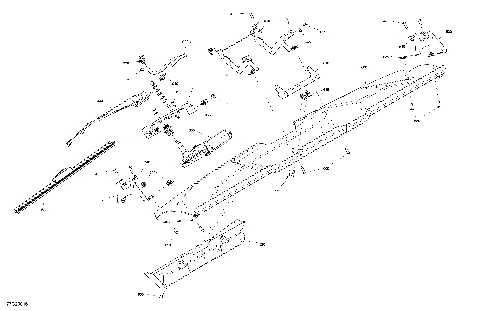 An Image of a Genuine Can-Am Parts Schematic Diagram showing the schematic - CAB - UPPER CONSOLE - CAB LTD