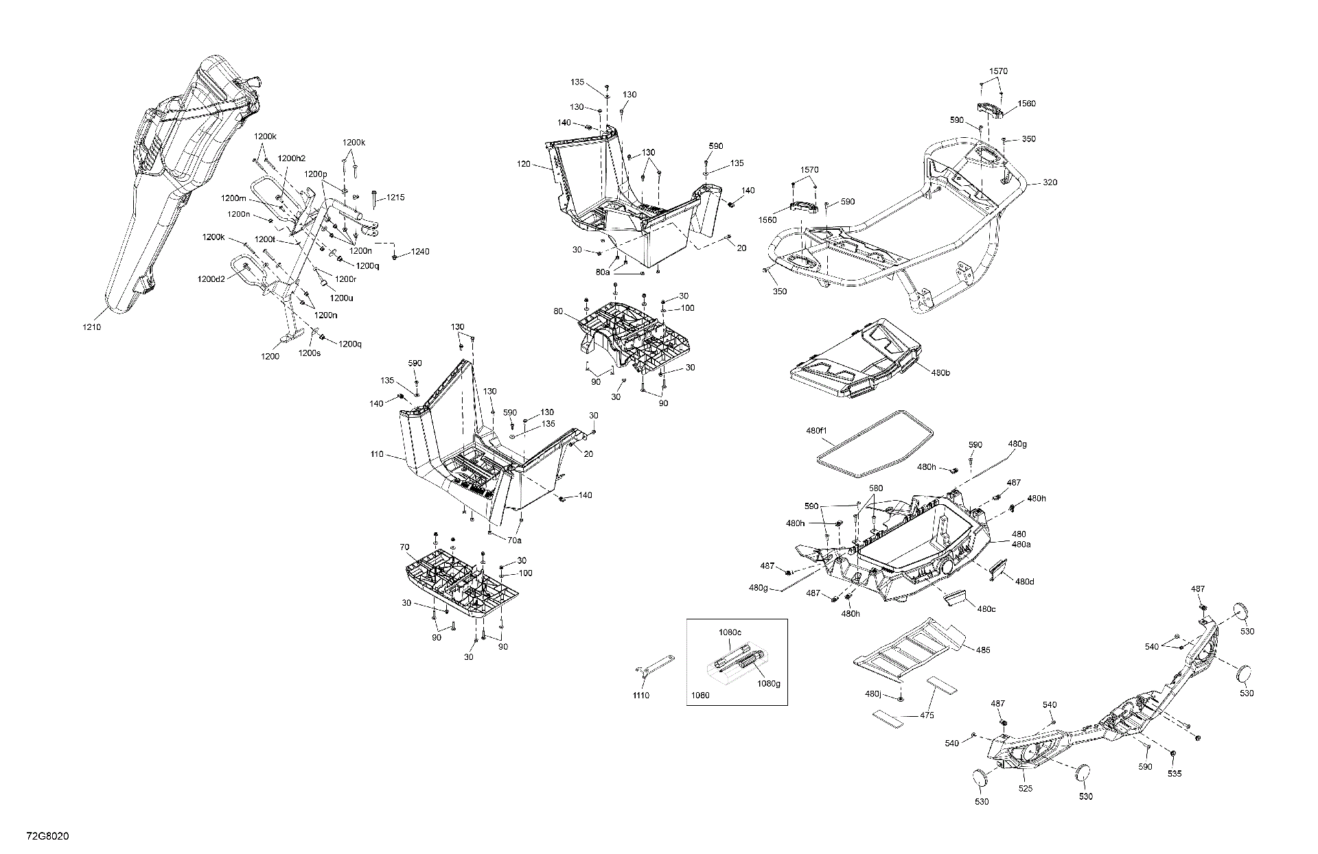 An Image of a Genuine Can-Am Parts Schematic Diagram showing the schematic - BODY - REAR SECTION