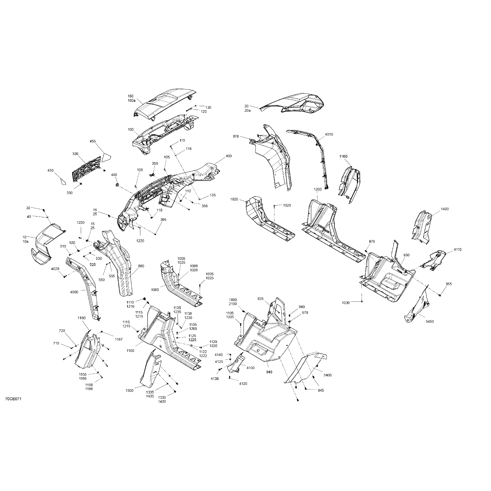 An Image of a Genuine Can-Am Parts Schematic Diagram showing the schematic - BODY - SYSTEM