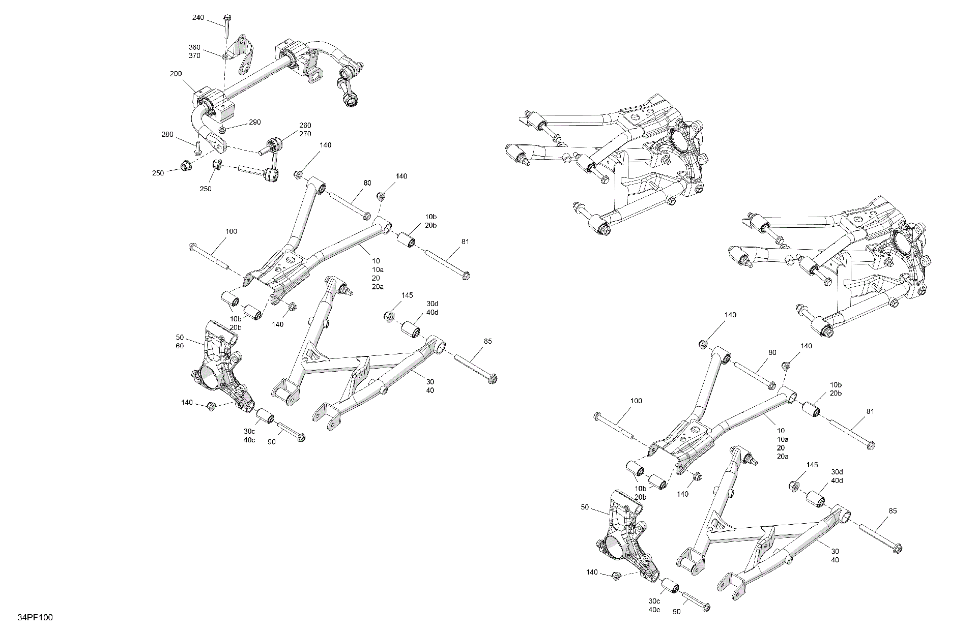 An Image of a Genuine Can-Am Parts Schematic Diagram showing the schematic - SUSPENSION - REAR COMPONENTS
