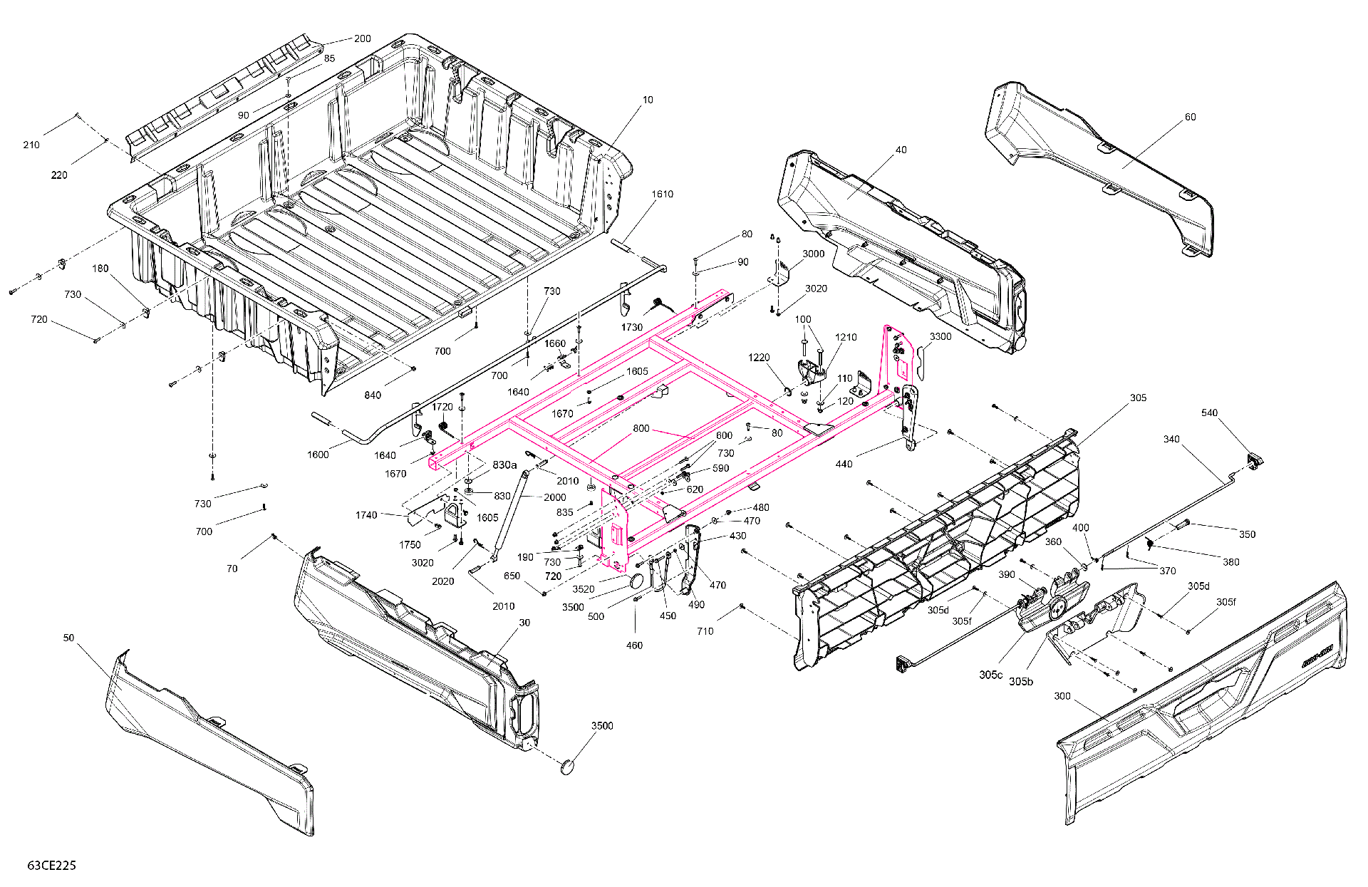 An Image of a Genuine Can-Am Parts Schematic Diagram showing the schematic - BODY - CARGO