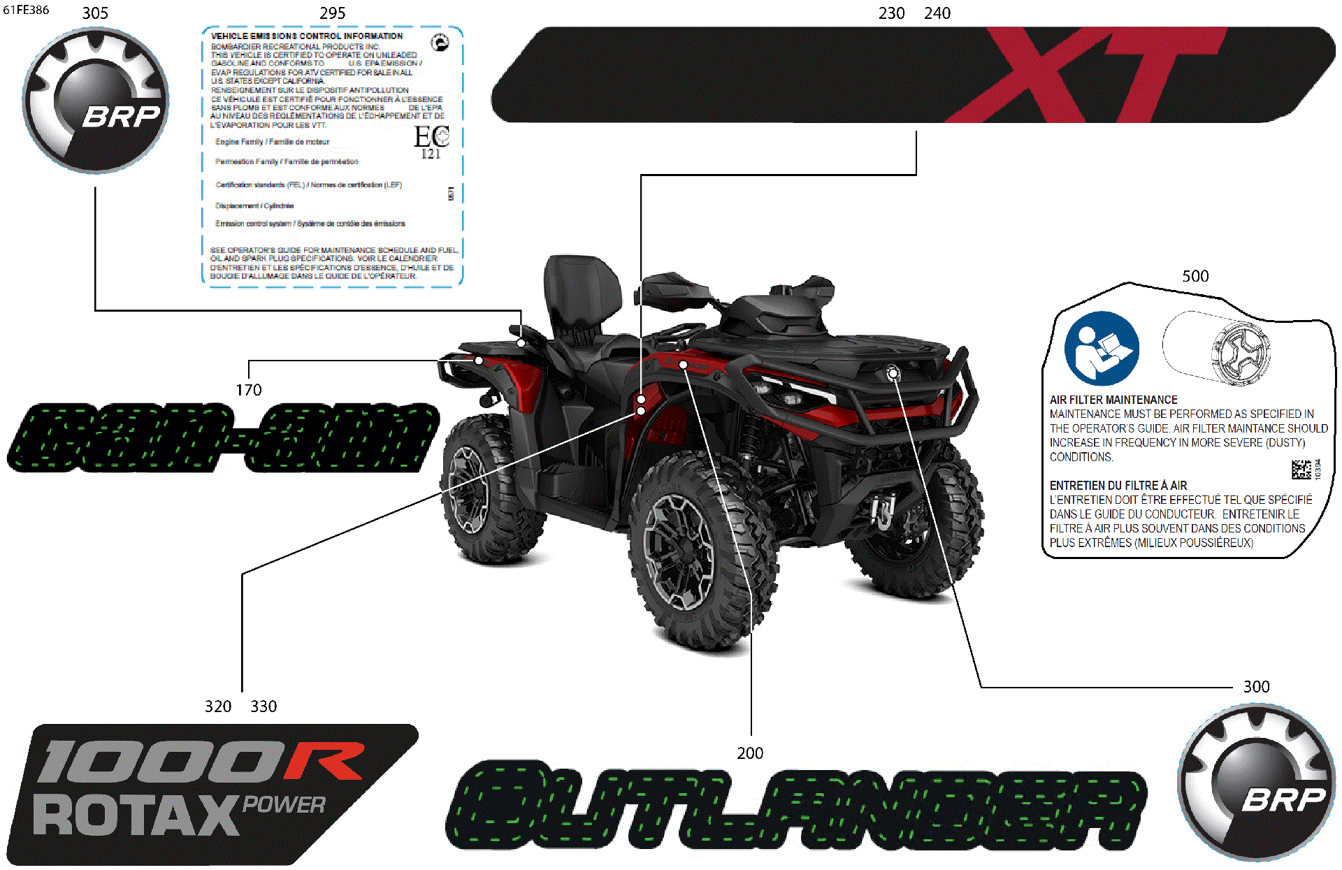 An Image of a Genuine Can-Am Parts Schematic Diagram showing the schematic - BODY - FEATURE DECALS