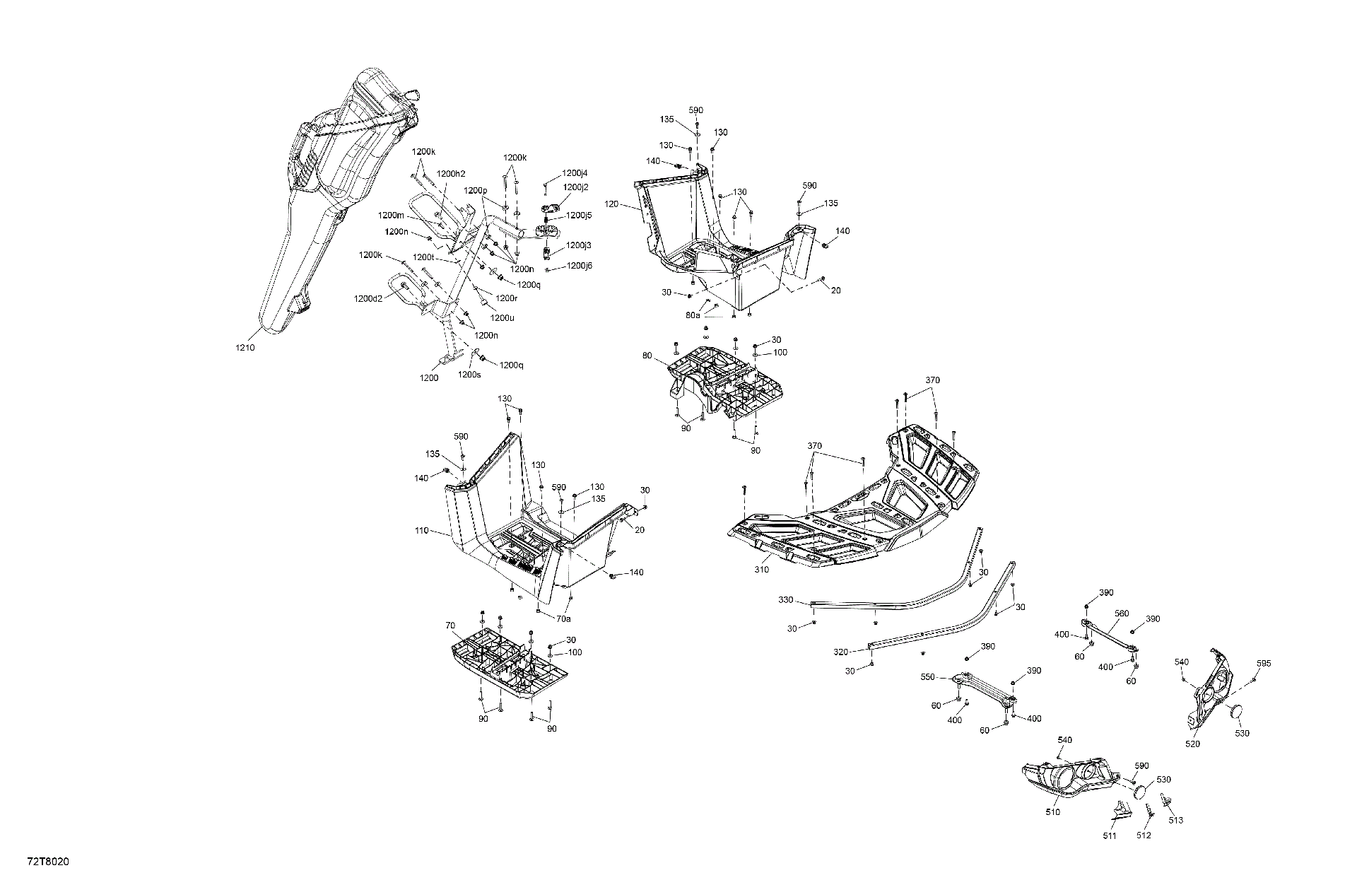 An Image of a Genuine Can-Am Parts Schematic Diagram showing the schematic - BODY - REAR SECTION