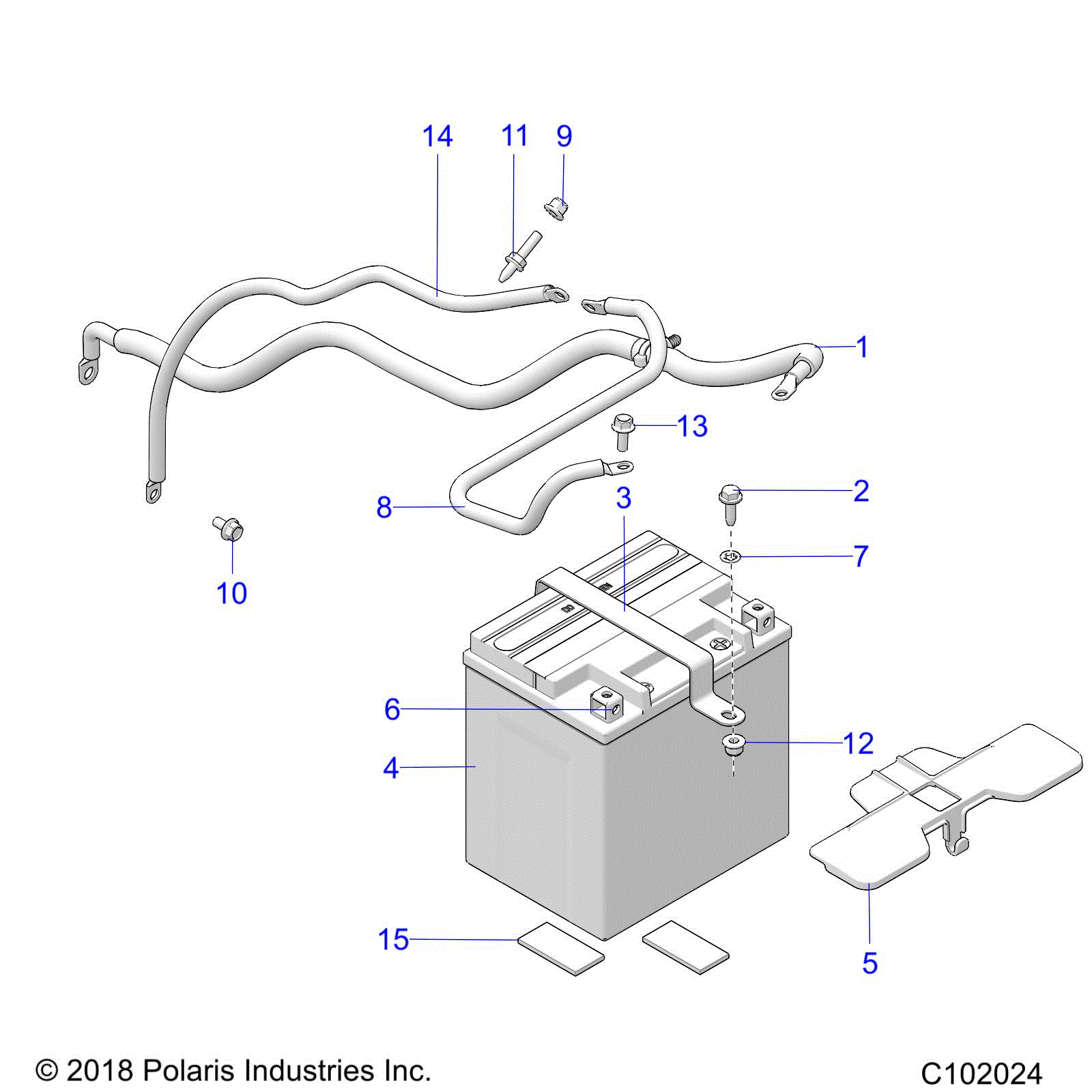 An Image of a Genuine Polaris Parts Schematic Diagram showing the schematic - ELECTRICAL: BATTERY - 2021 POLARIS SPORTSMAN 850 EPS 48"