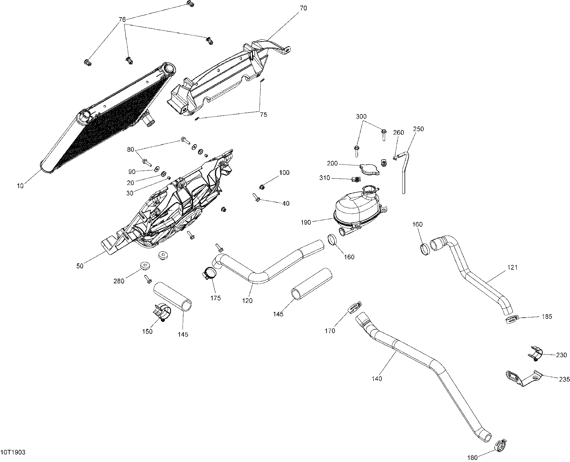 An Image of a Genuine Can-Am Parts Schematic Diagram showing the schematic - COOLING - 650 EFI - EXCEPT X MR