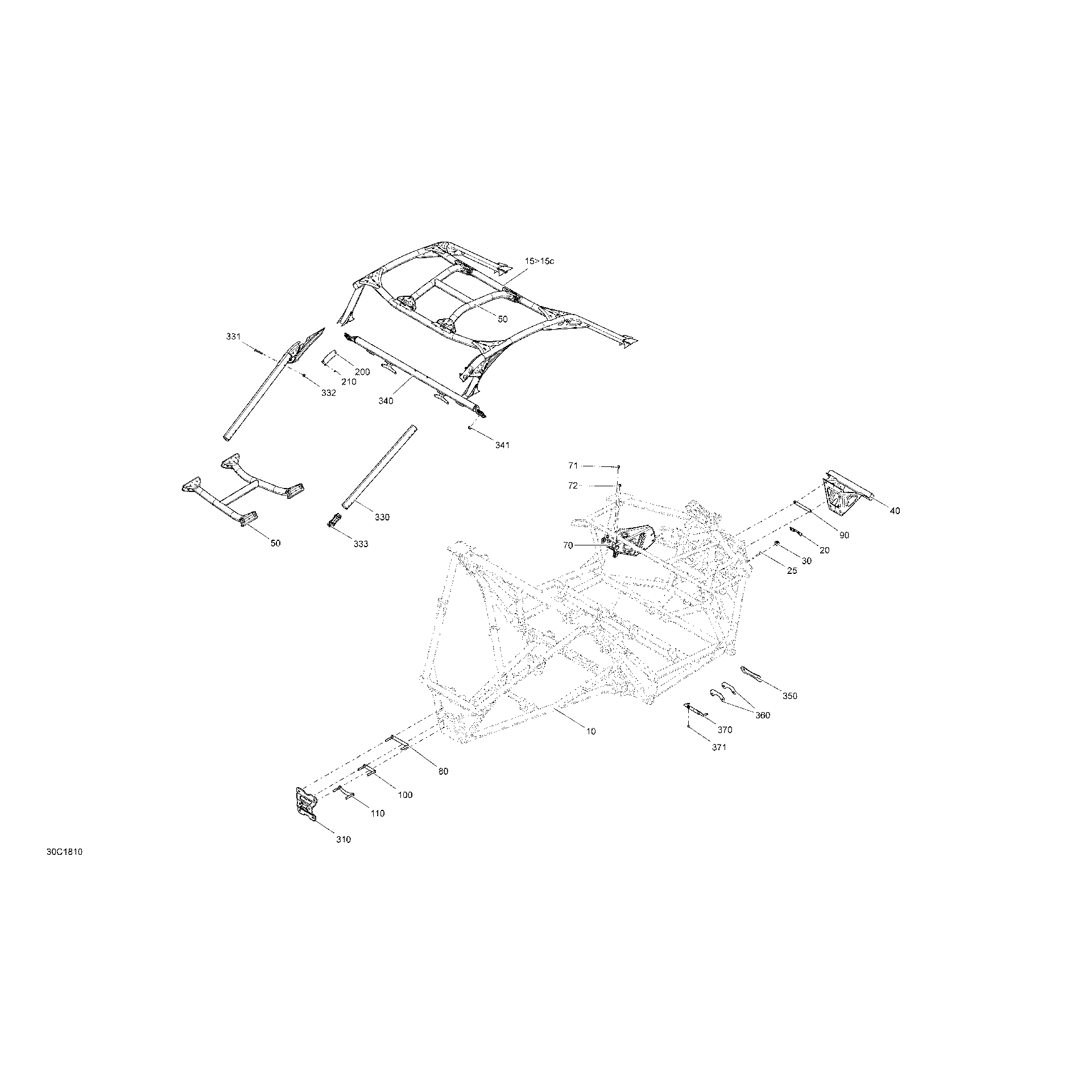An Image of a Genuine Can-Am Parts Schematic Diagram showing the schematic - FRAME MAVERICK X3 NON MAX