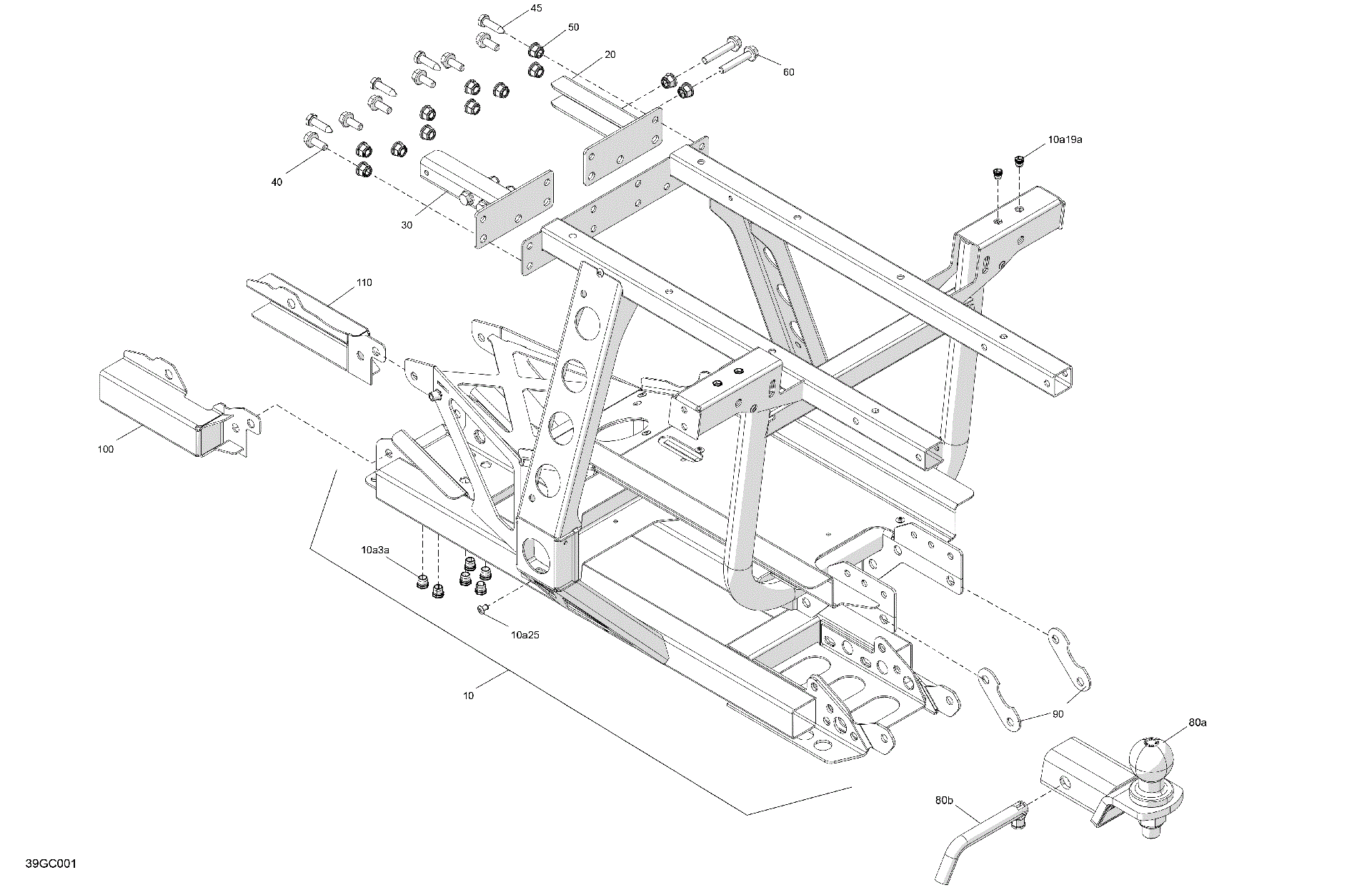 An Image of a Genuine Can-Am Parts Schematic Diagram showing the schematic - FRAME - REAR SECTION