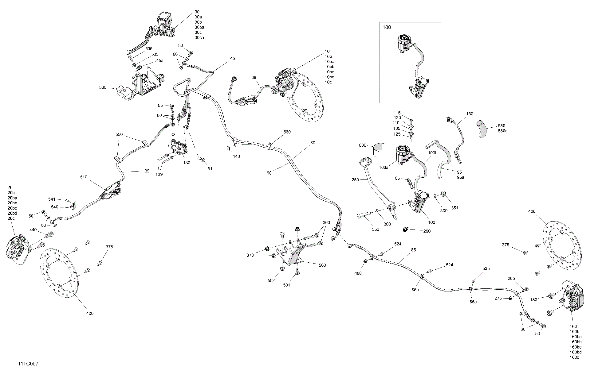 An Image of a Genuine Can-Am Parts Schematic Diagram showing the schematic - MECHANIC - BRAKE SYSTEM