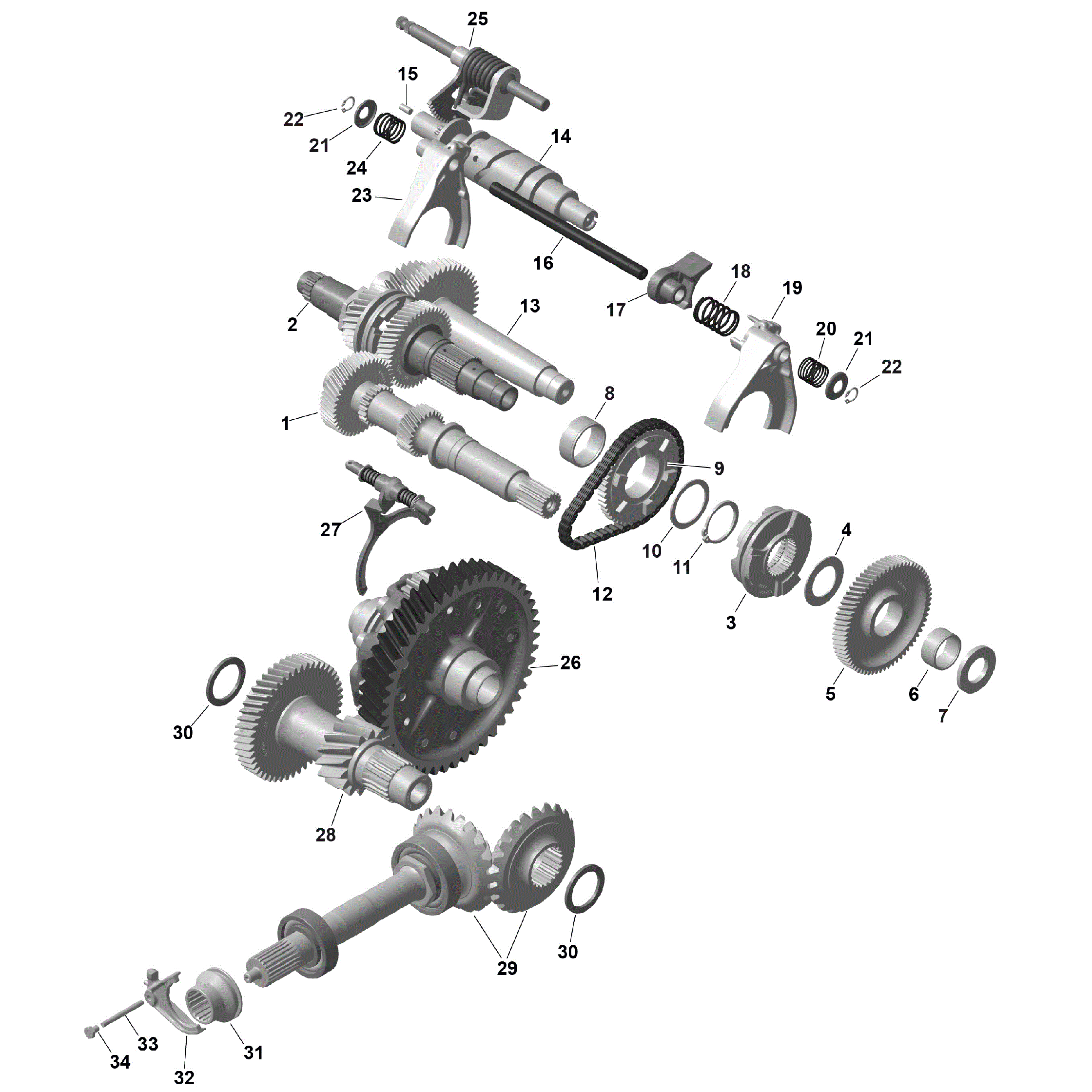 An Image of a Genuine Can-Am Parts Schematic Diagram showing the schematic - ROTAX - GEARBOX 2