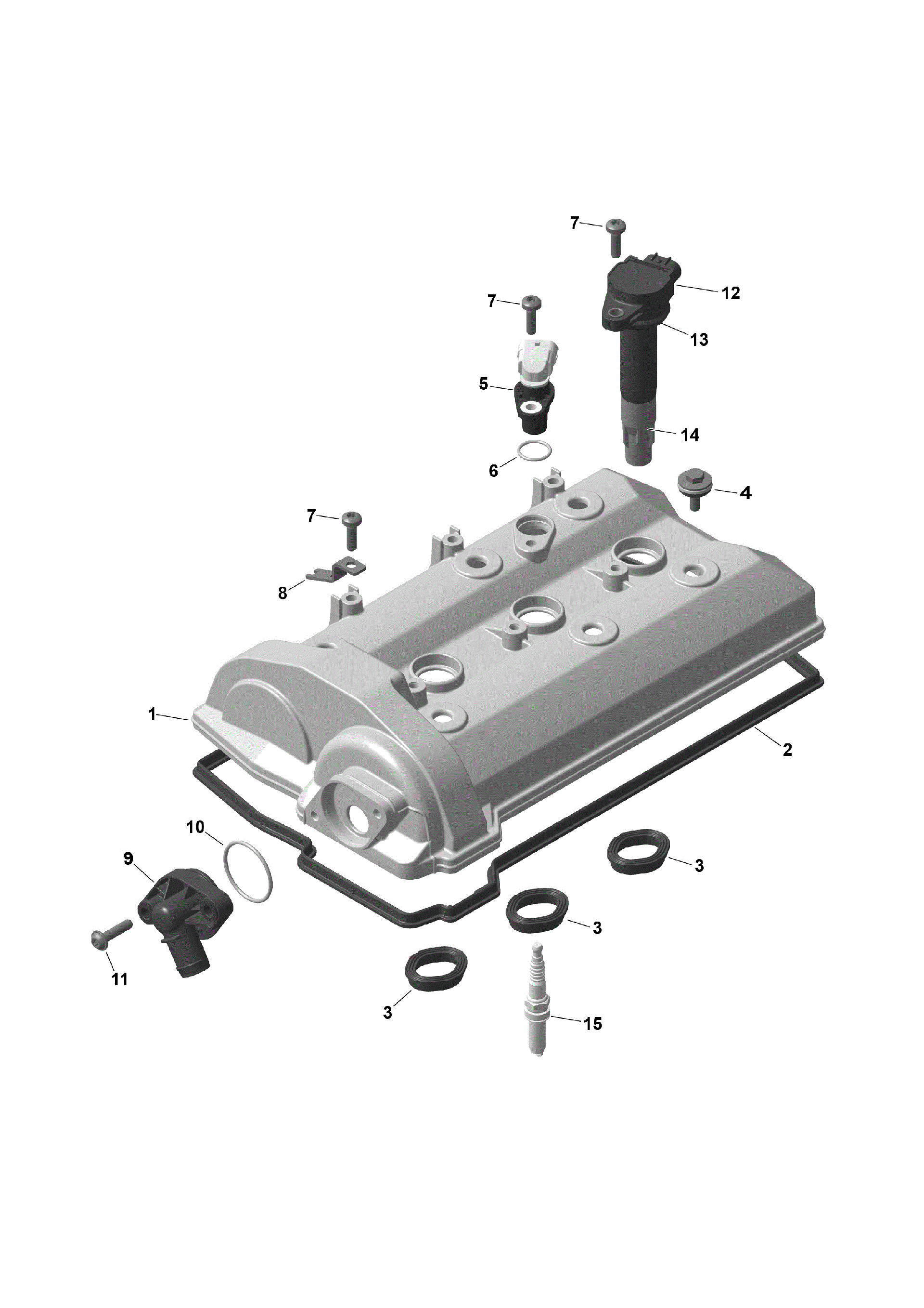An Image of a Genuine Can-Am Parts Schematic Diagram showing the schematic - ROTAX - VALVE COVER