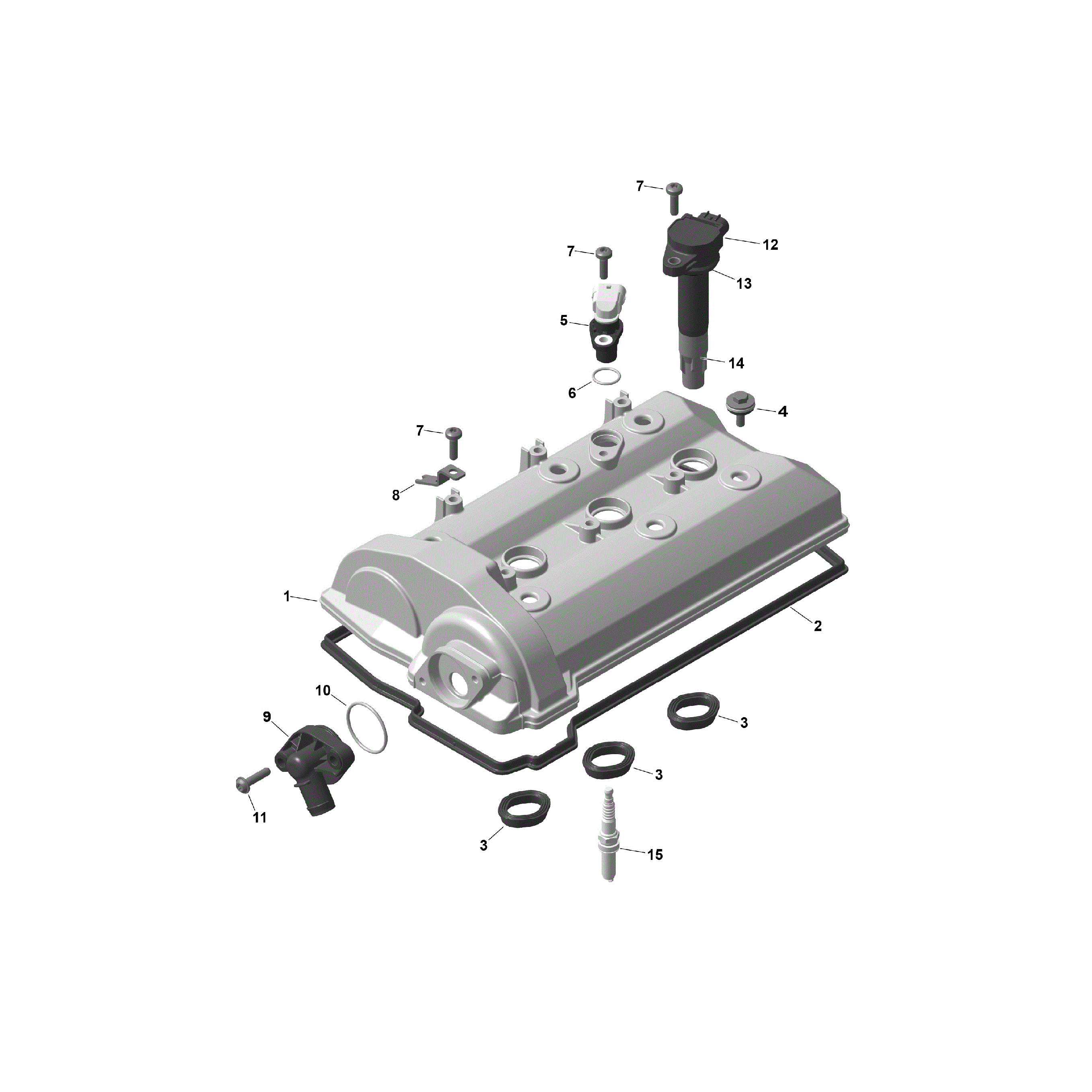An Image of a Genuine Can-Am Parts Schematic Diagram showing the schematic - ROTAX - VALVE COVER