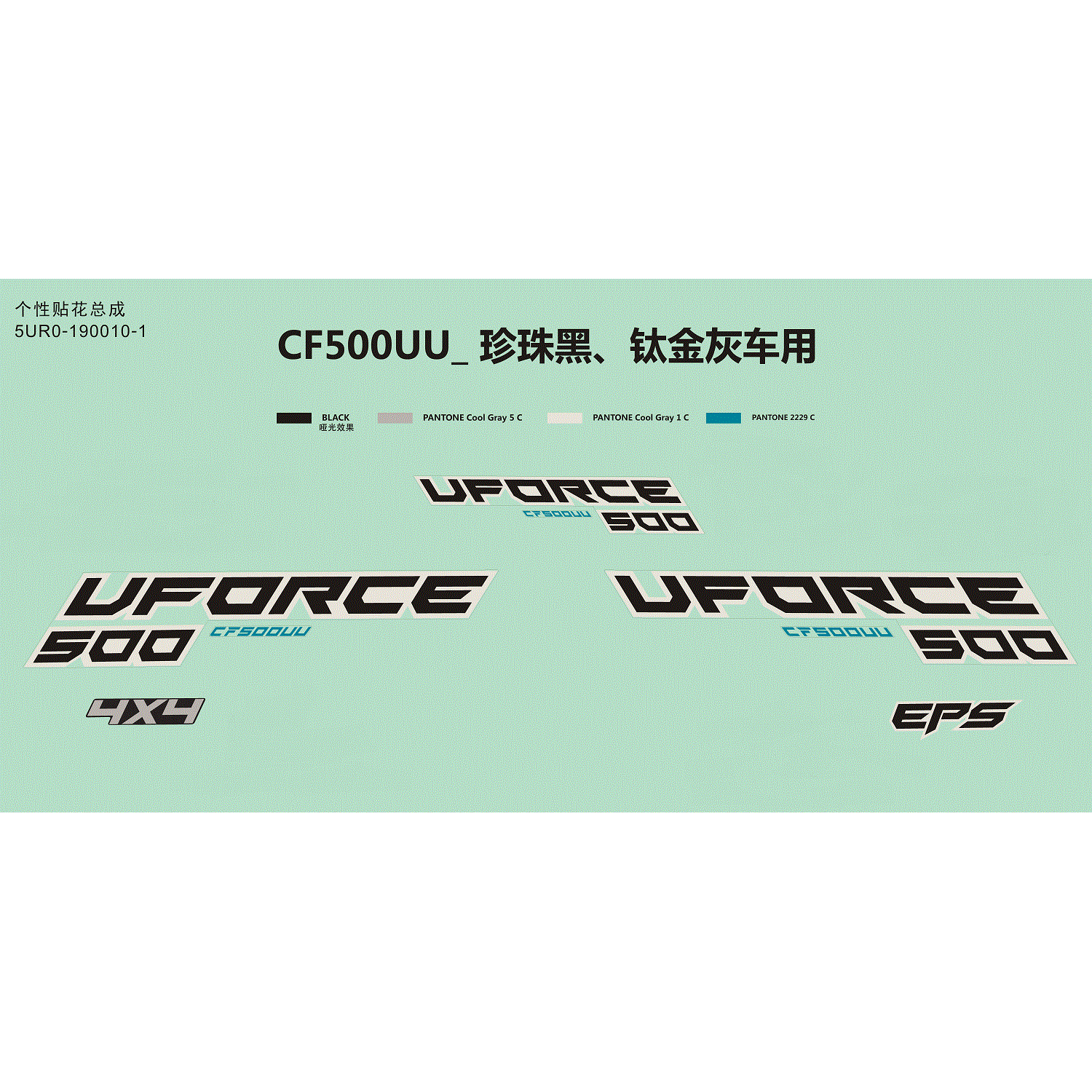 An Image of a Genuine CFMOTO Parts Schematic Diagram showing the schematic - DECAL (USA) - 2018 CFMOTO UFORCE 500