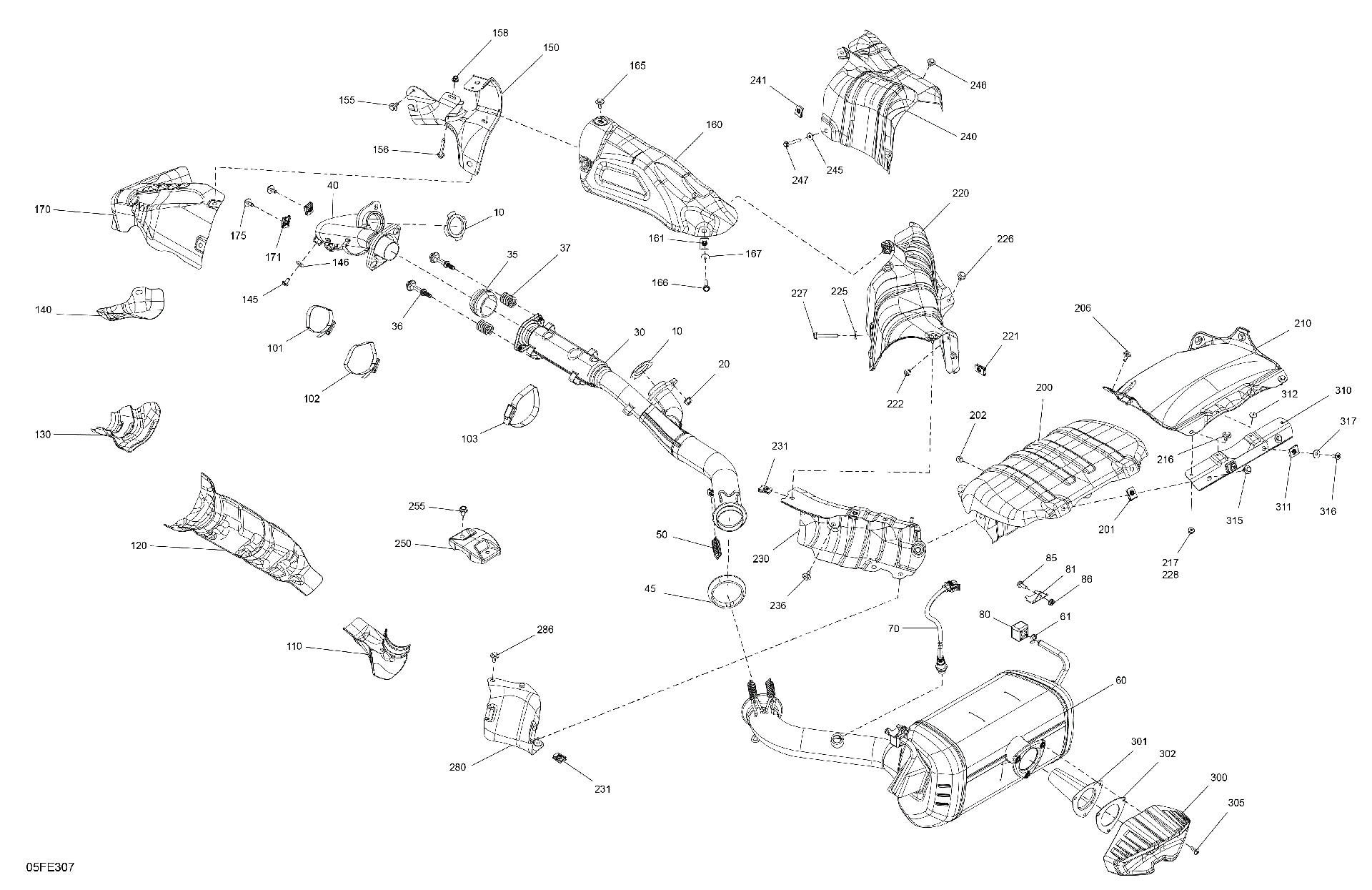 An Image of a Genuine Can-Am Parts Schematic Diagram showing the schematic - ENGINE - EXHAUST