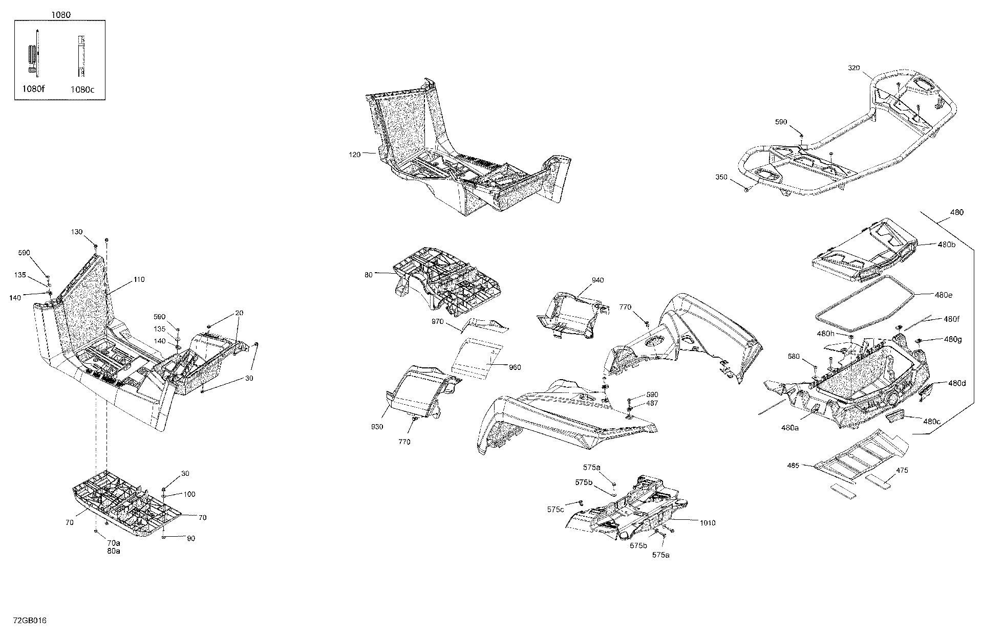 An Image of a Genuine Can-Am Parts Schematic Diagram showing the schematic - BODY - REAR SECTION