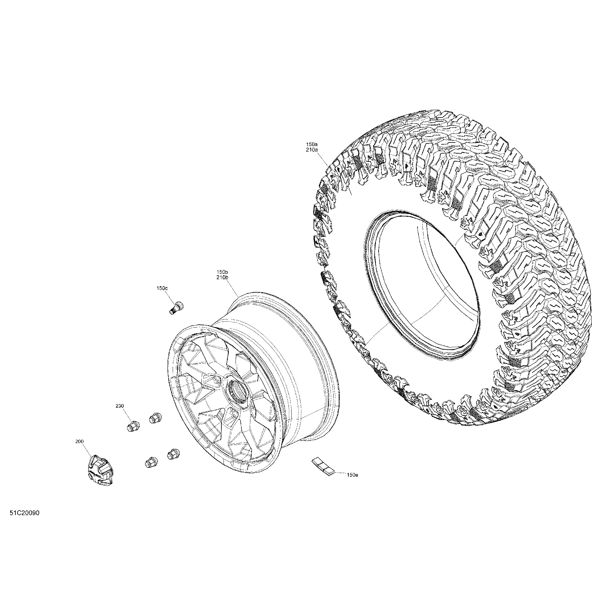An Image of a Genuine Can-Am Parts Schematic Diagram showing the schematic - WHEELS - X RC