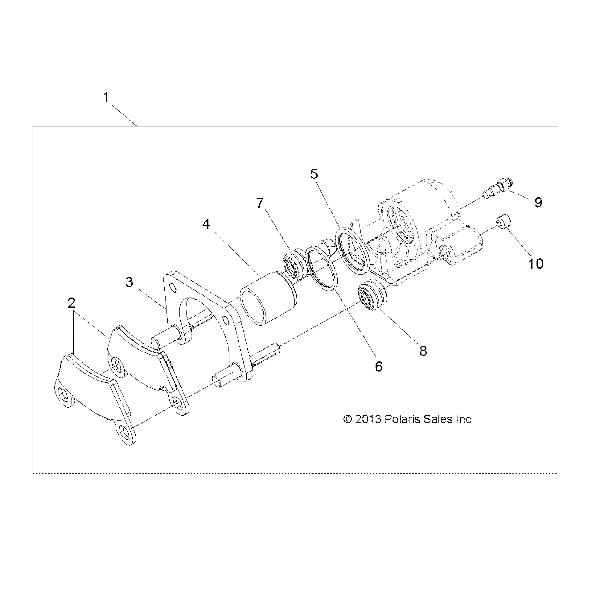 An Image of a Genuine Polaris Parts Schematic Diagram showing the schematic - BRAKES: CALIPER REAR - 2019 POLARIS ACE 900 EPS XC