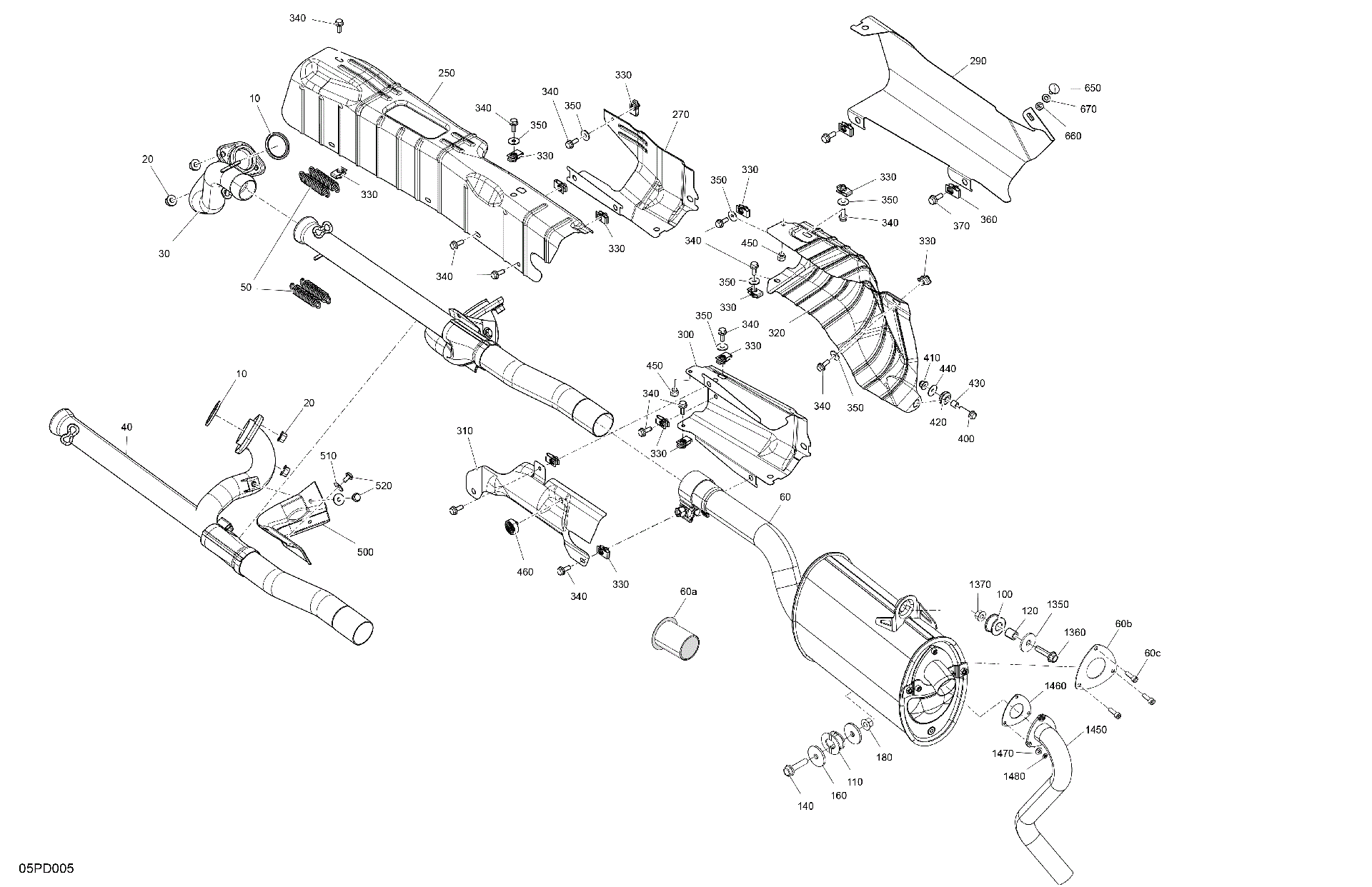 An Image of a Genuine Can-Am Parts Schematic Diagram showing the schematic - ENGINE - EXHAUST