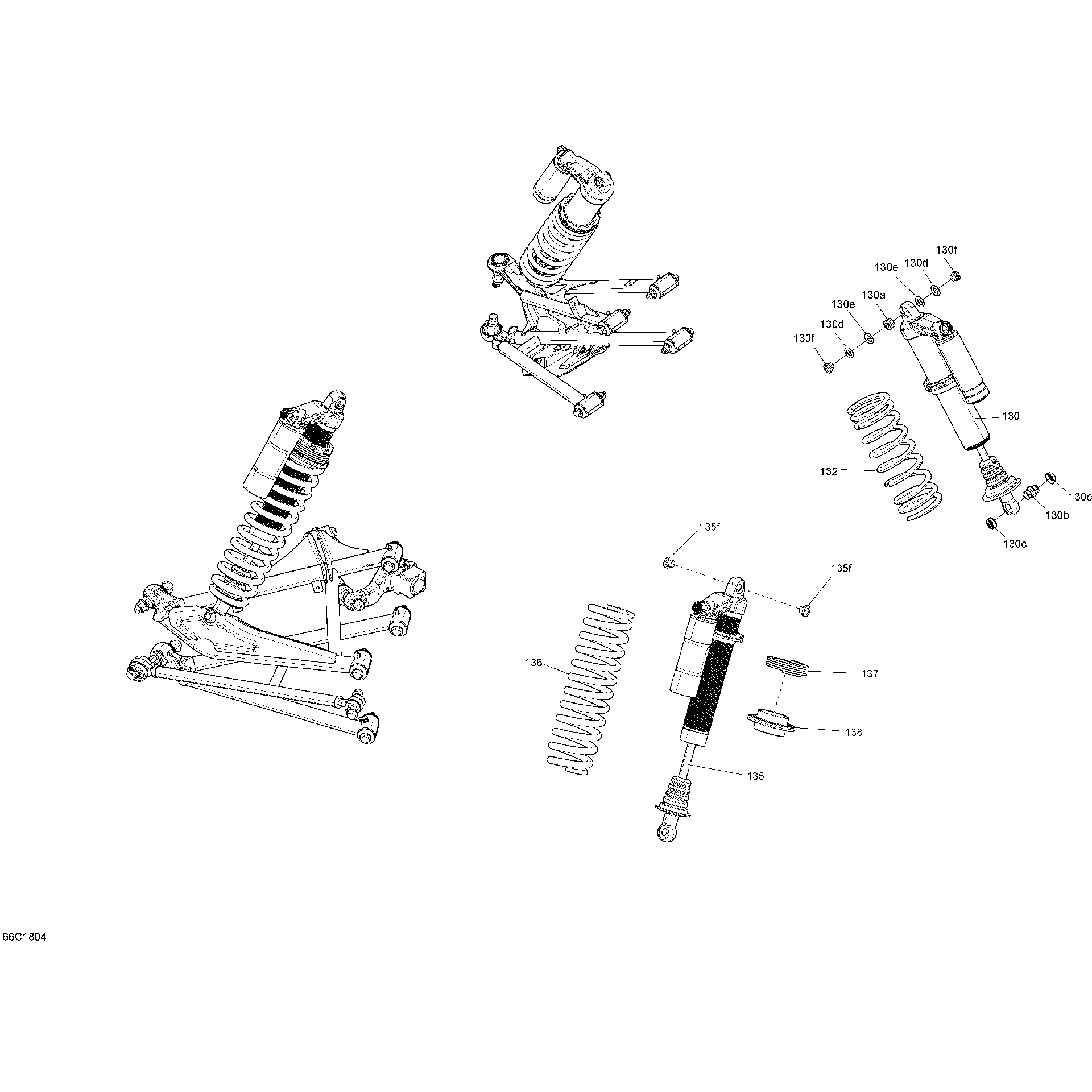 An Image of a Genuine Can-Am Parts Schematic Diagram showing the schematic - SHOCKS MAVERICK - PACKAGE X XC