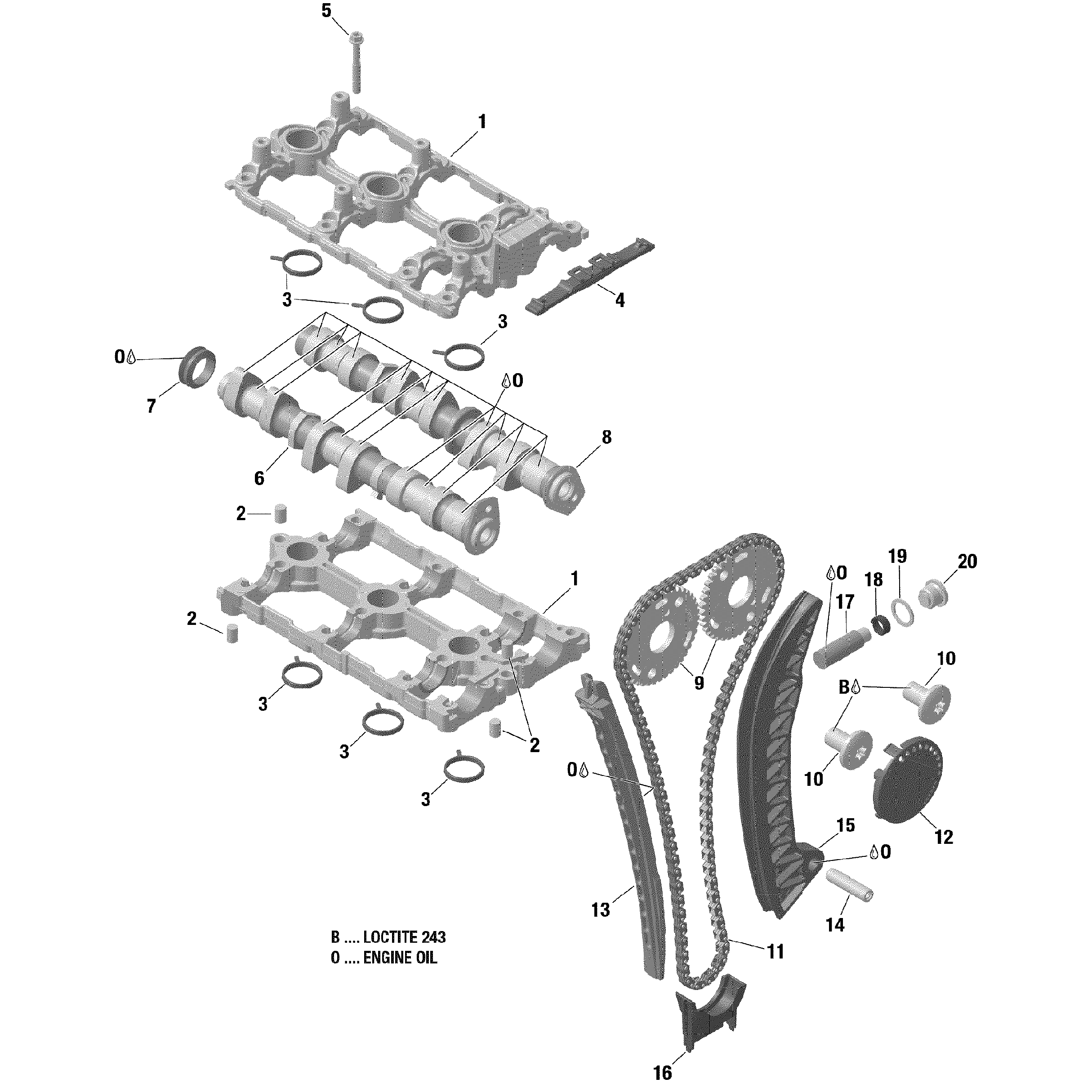 An Image of a Genuine Can-Am Parts Schematic Diagram showing the schematic - VALVE TRAIN 900 HO