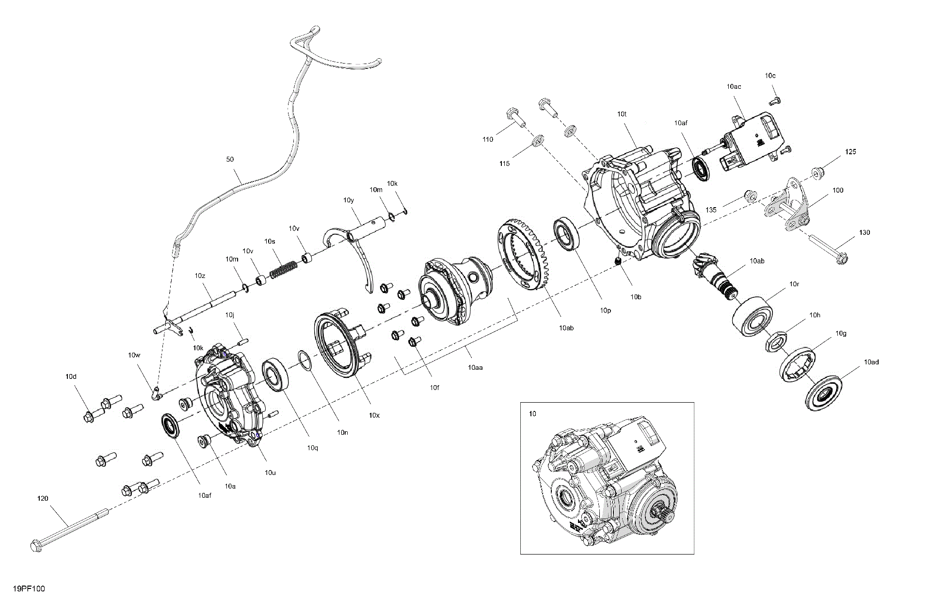 An Image of a Genuine Can-Am Parts Schematic Diagram showing the schematic - DRIVE - FRONT - DIFFERENTIAL PARTS