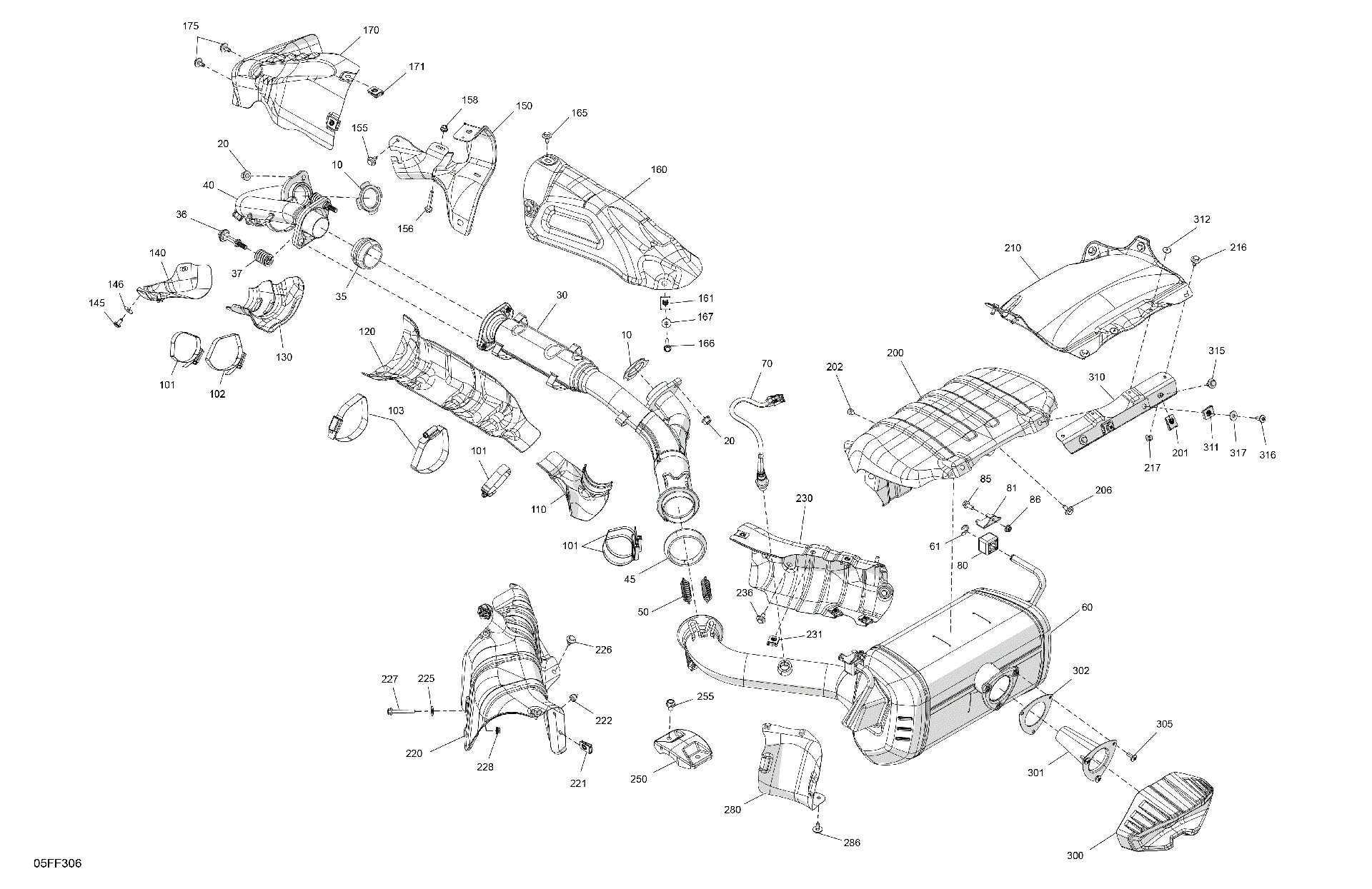 An Image of a Genuine Can-Am Parts Schematic Diagram showing the schematic - ENGINE - EXHAUST