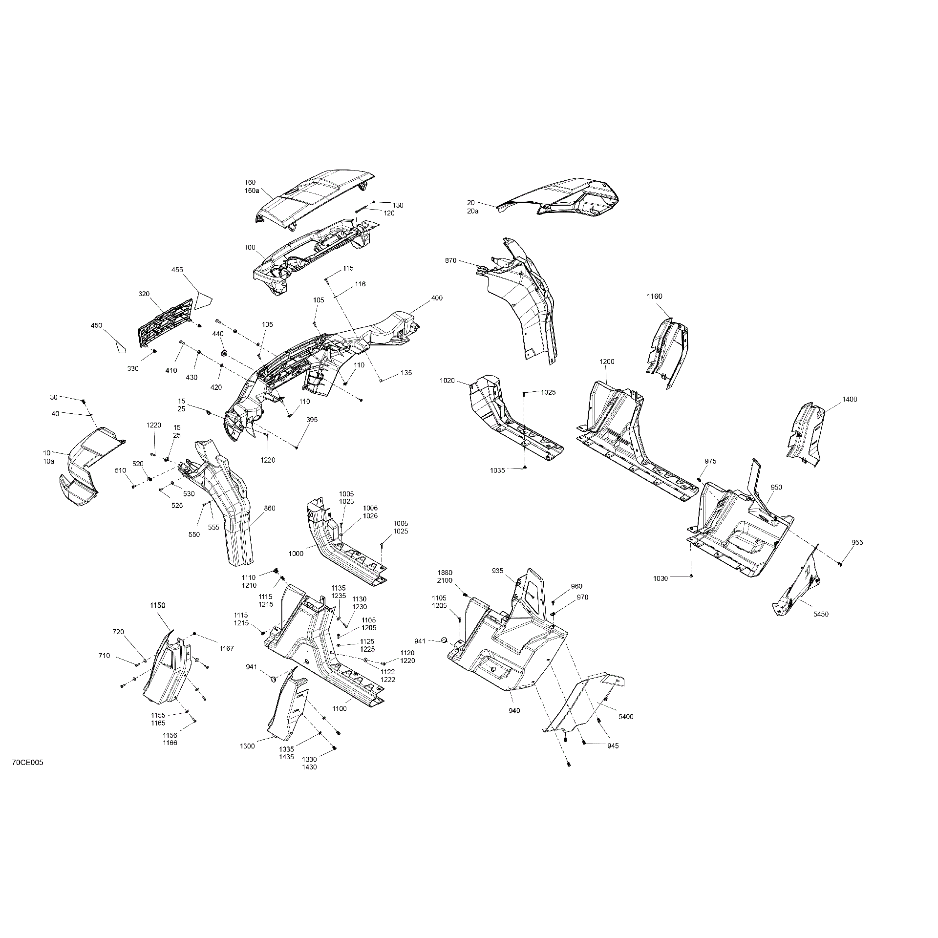An Image of a Genuine Can-Am Parts Schematic Diagram showing the schematic - BODY - SYSTEM
