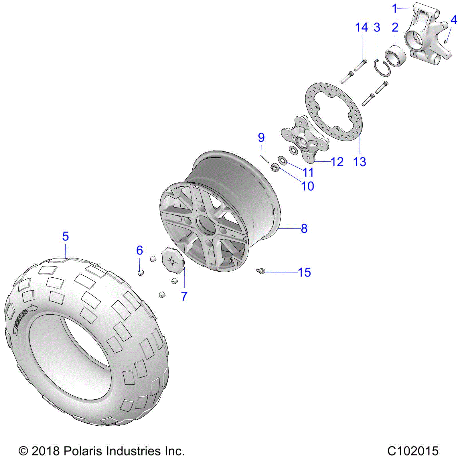 An Image of a Genuine Polaris Parts Schematic Diagram showing the schematic - WHEELS: REAR and HUB - 2019 POLARIS SPORTSMAN 850 SP 48