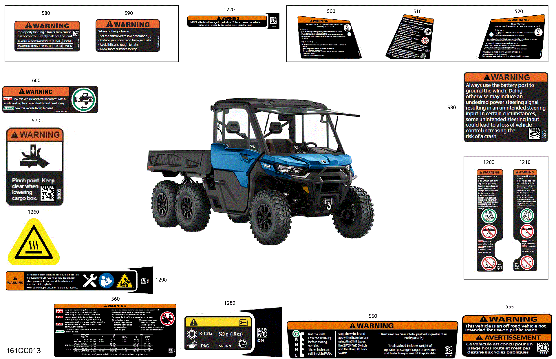 An Image of a Genuine Can-Am Parts Schematic Diagram showing the schematic - BODY - WARNING DECALS