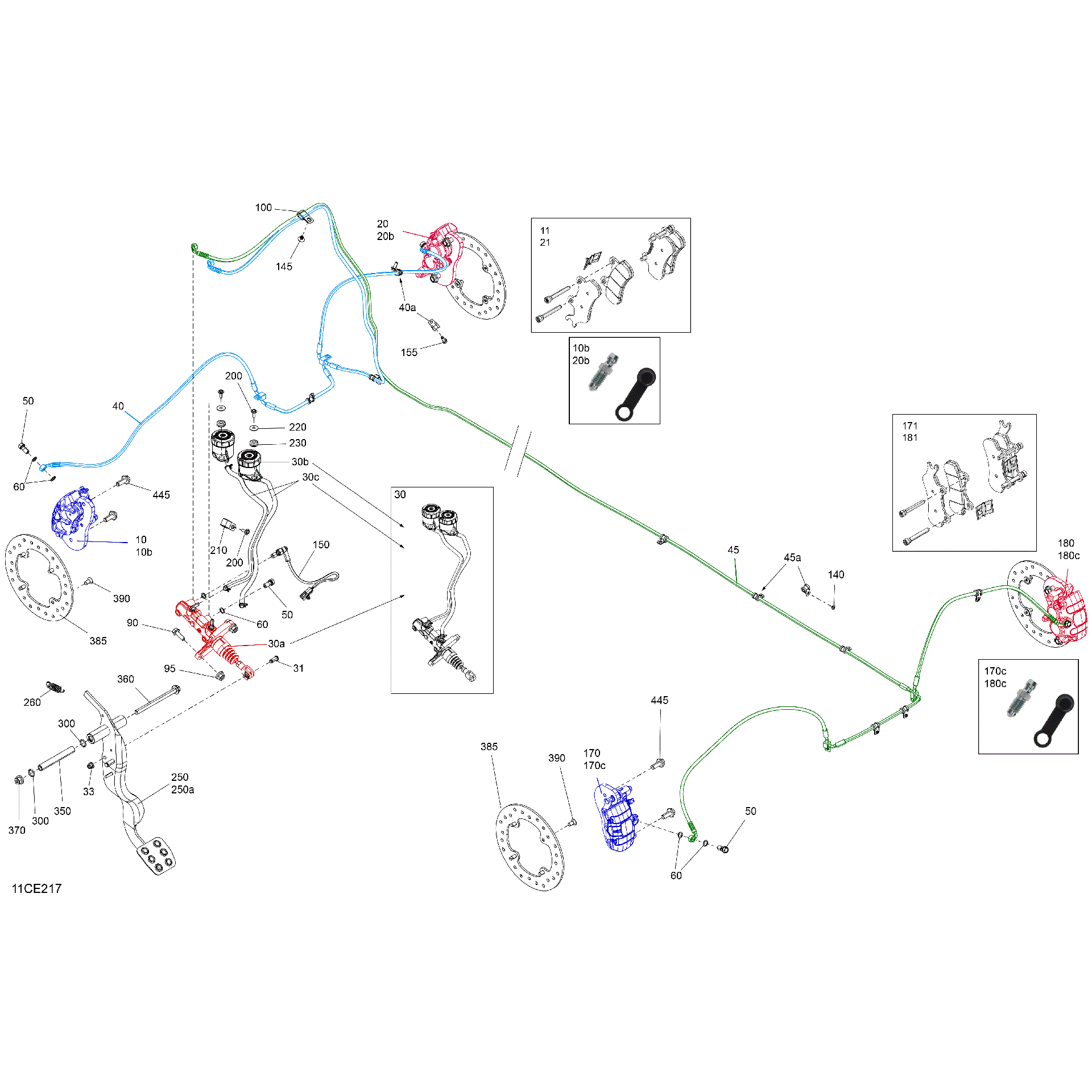 An Image of a Genuine Can-Am Parts Schematic Diagram showing the schematic - MECHANIC - BRAKE SYSTEM