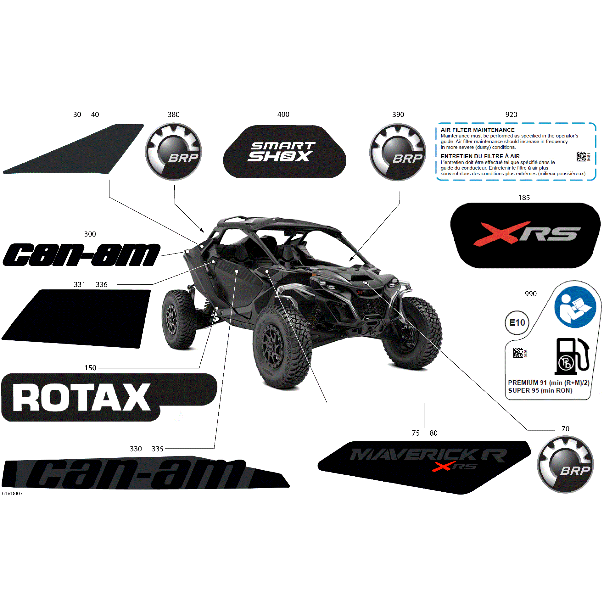 An Image of a Genuine Can-Am Parts Schematic Diagram showing the schematic - BODY - DECALS