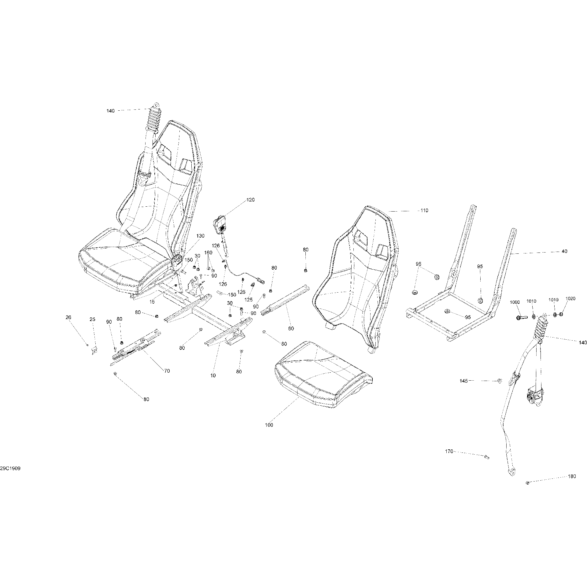 An Image of a Genuine Can-Am Parts Schematic Diagram showing the schematic - SEAT