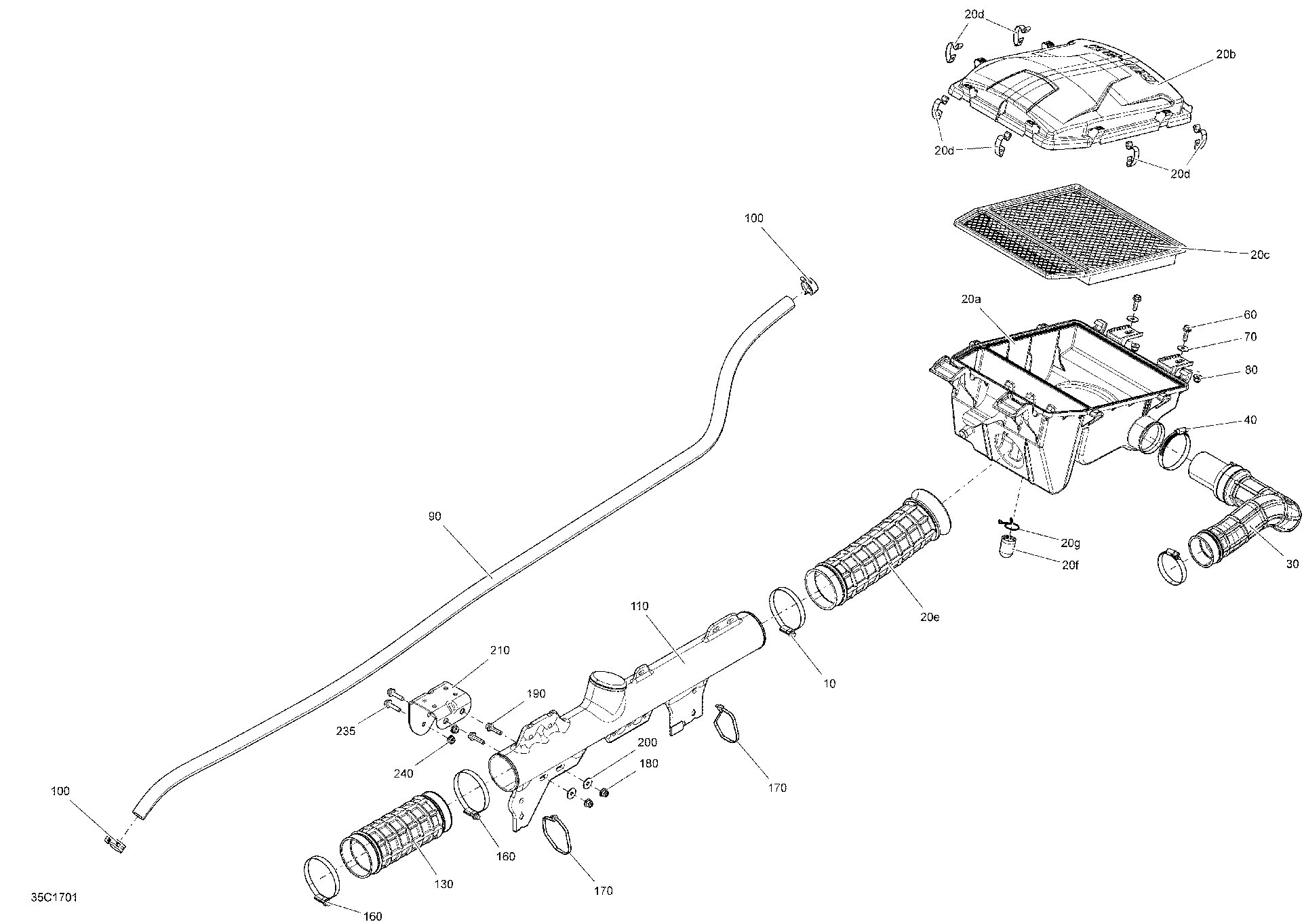 An Image of a Genuine Can-Am Parts Schematic Diagram showing the schematic - AIR INTAKE - ALL MODELS