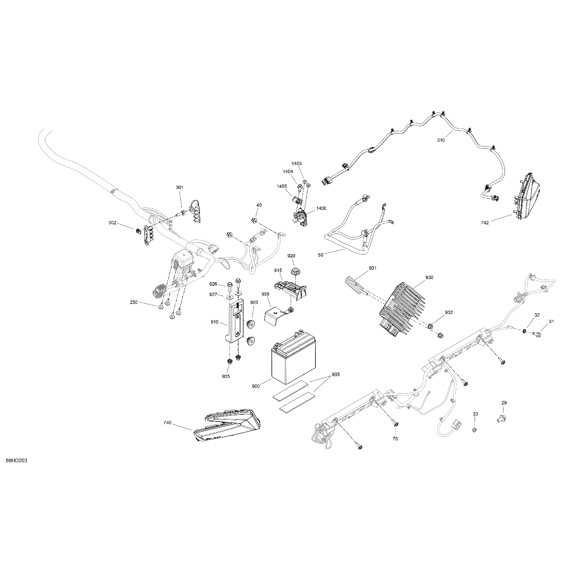 An Image of a Genuine Can-Am Parts Schematic Diagram showing the schematic - ELECTRIC - REAR SECTION